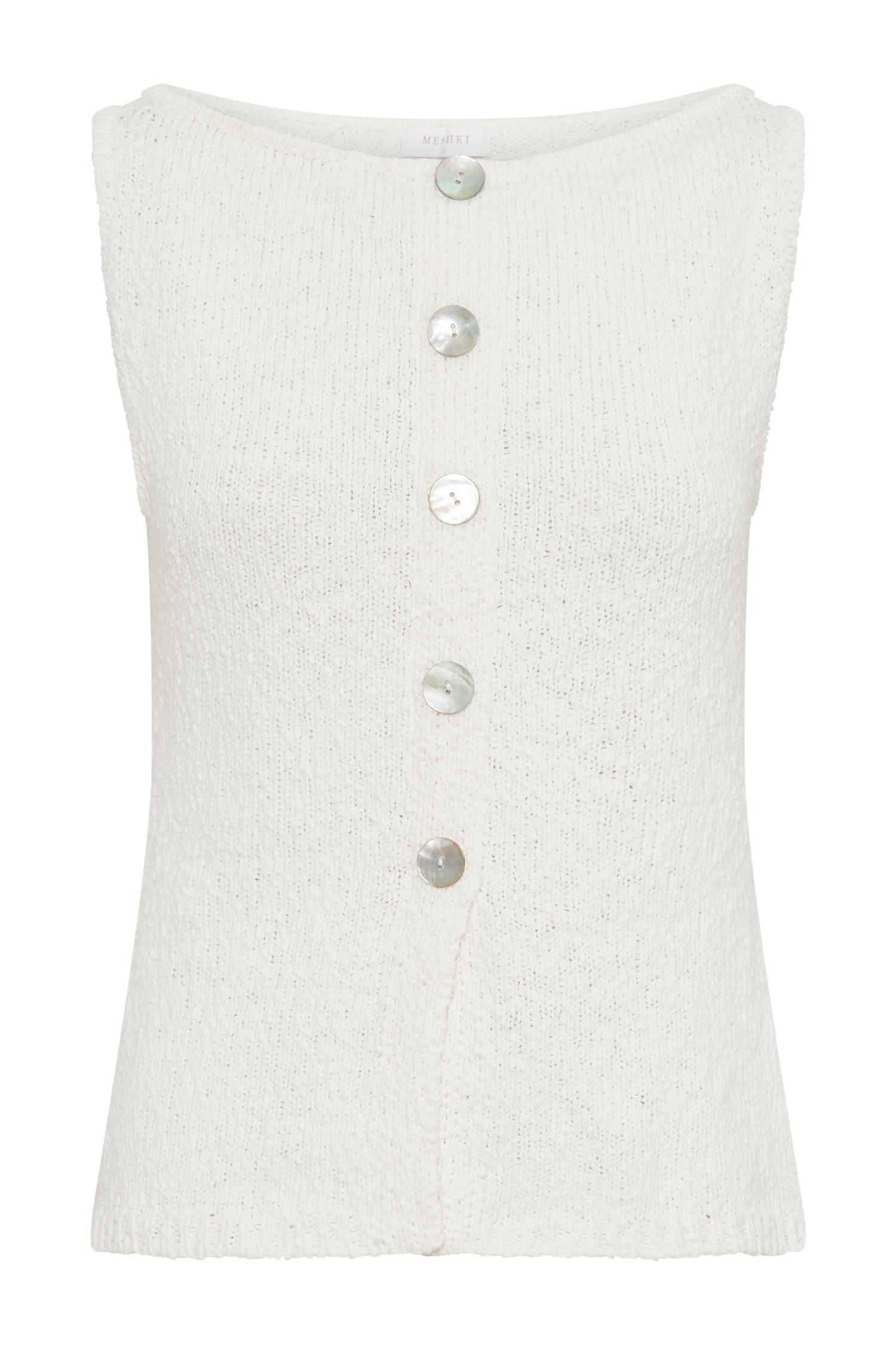 Mackie Boucle Longline Vest - White Product Image