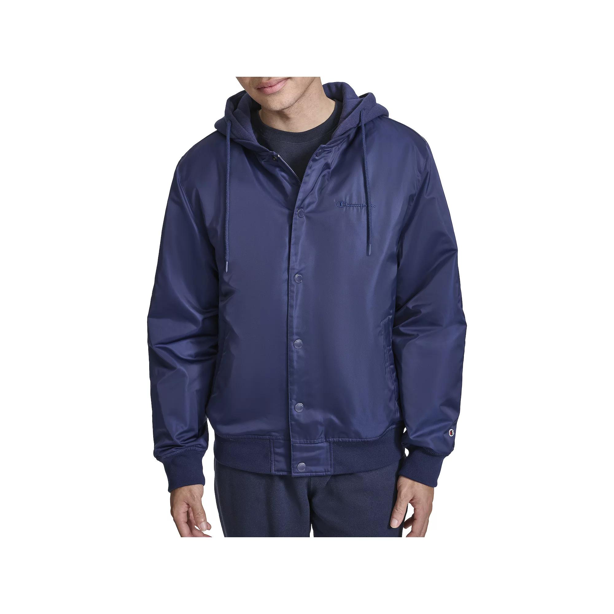 Men's Champion® Hooded Varsity Bomber Jacket with Quilted Lining,  Product Image