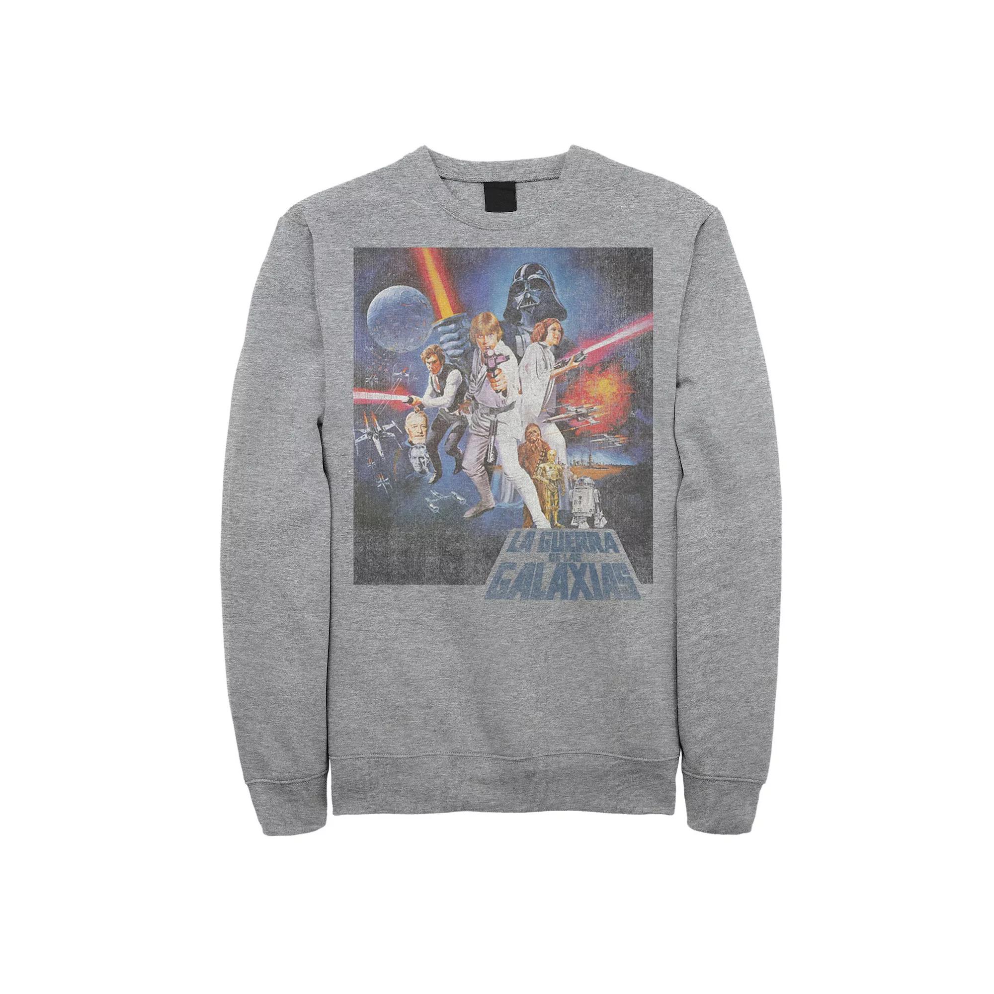 Men's Star Wars La Guerra De Las Galaxias Faded Poster Sweatshirt, Size: Medium, White Product Image