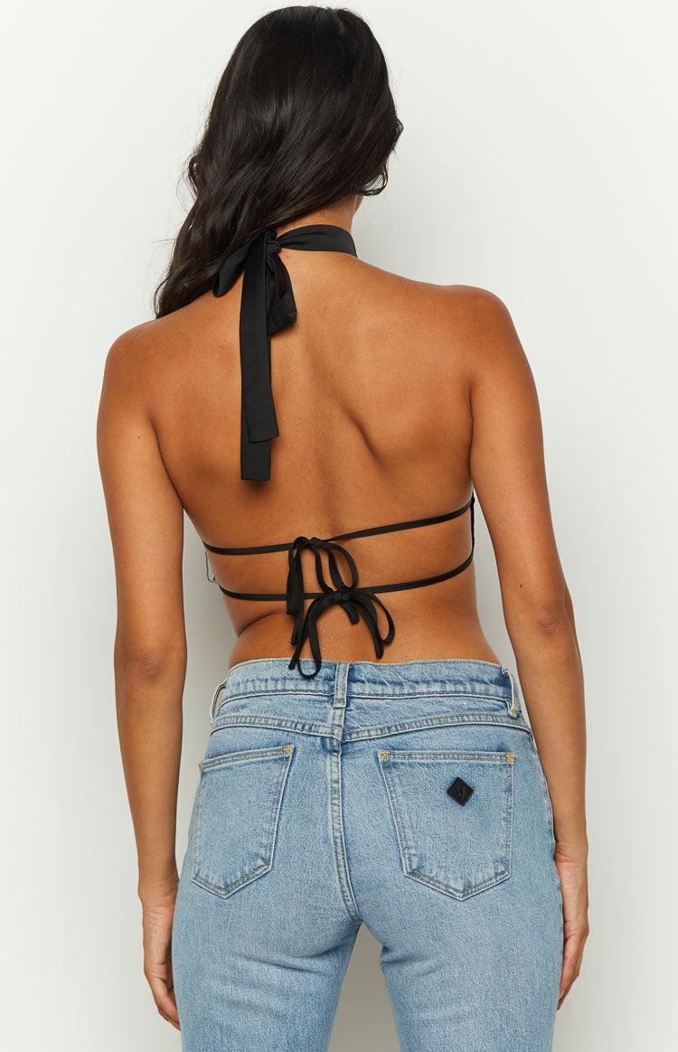 Laylee Black High Neck Satin Top Girls Product Image