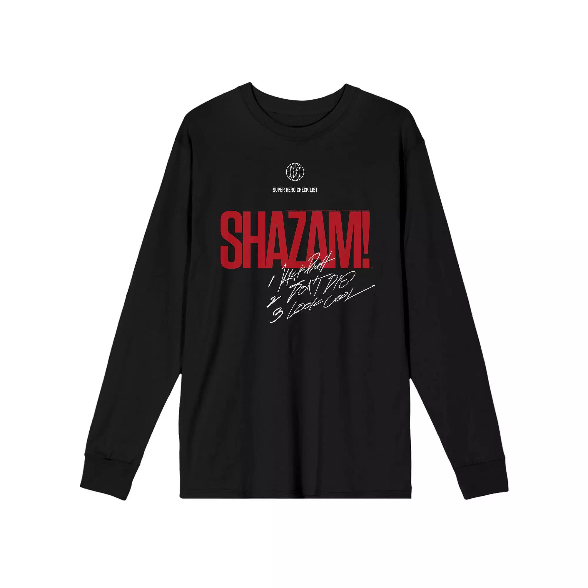 Men's Shazam 2 Fury Of The Gods Checklist Long Sleeve Graphic Tee,  Product Image