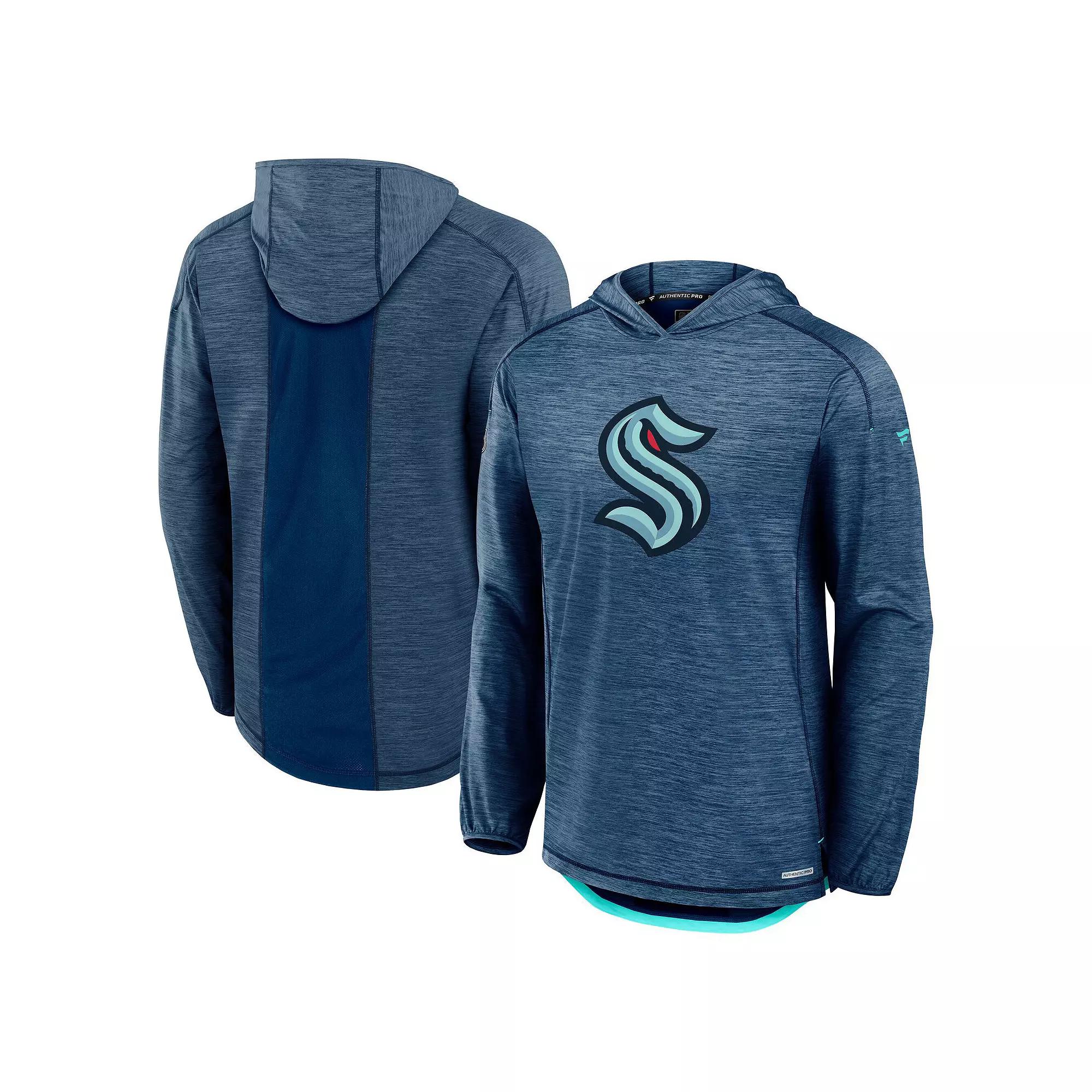 Men's Fanatics Navy Seattle Kraken Authentic Pro Rink Lightweight Pullover Hoodie,  Product Image