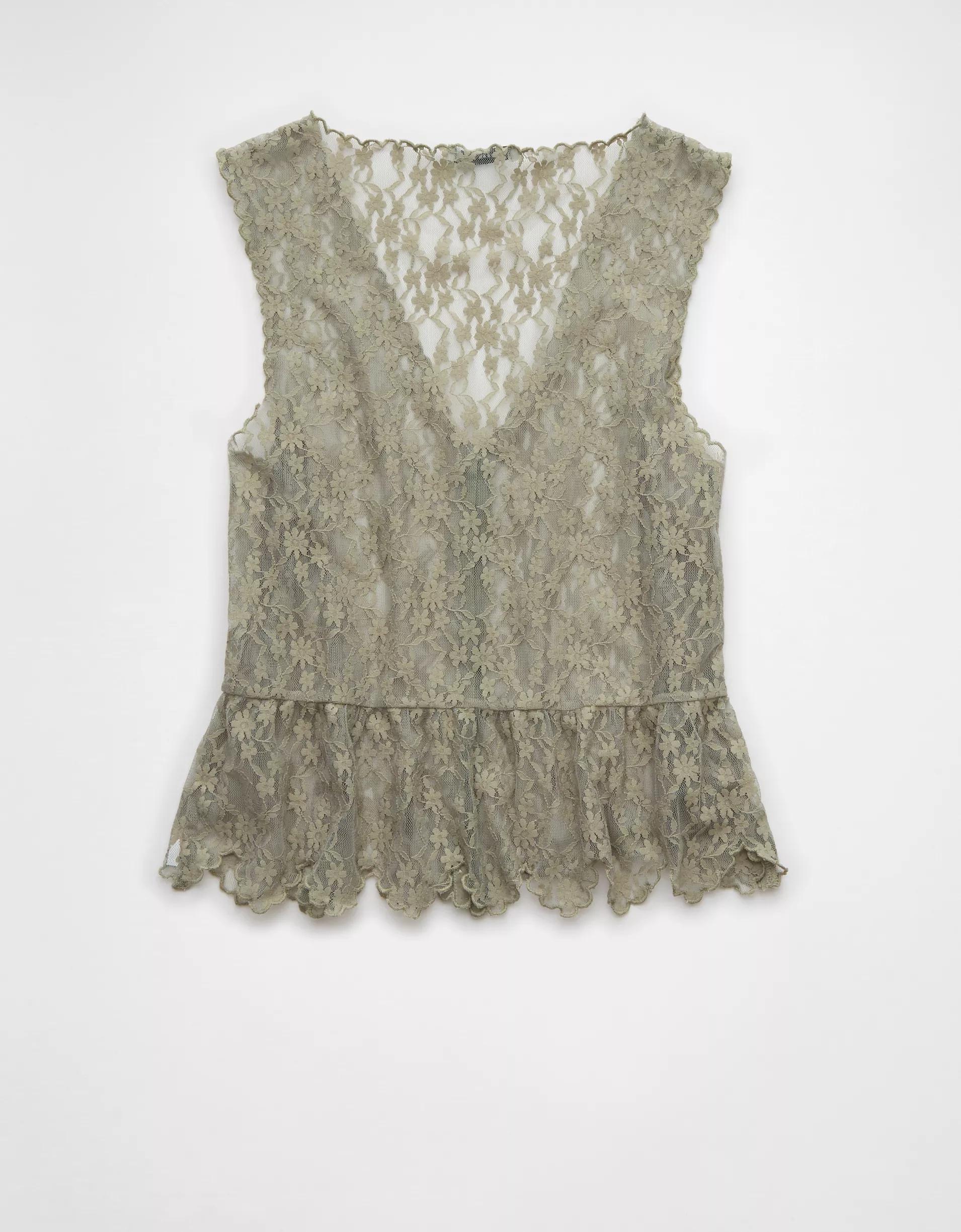 AE Lace Button-Up Vest Product Image