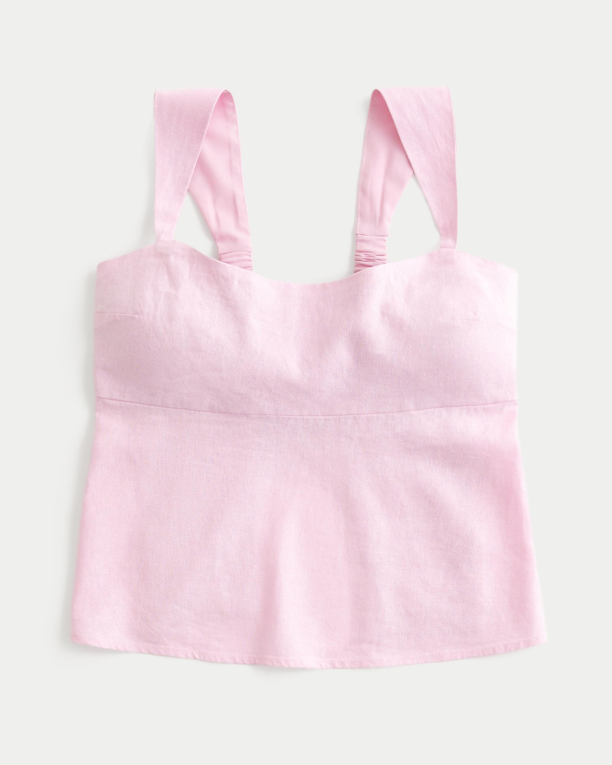 Linen-Blend Open-Back Top Product Image