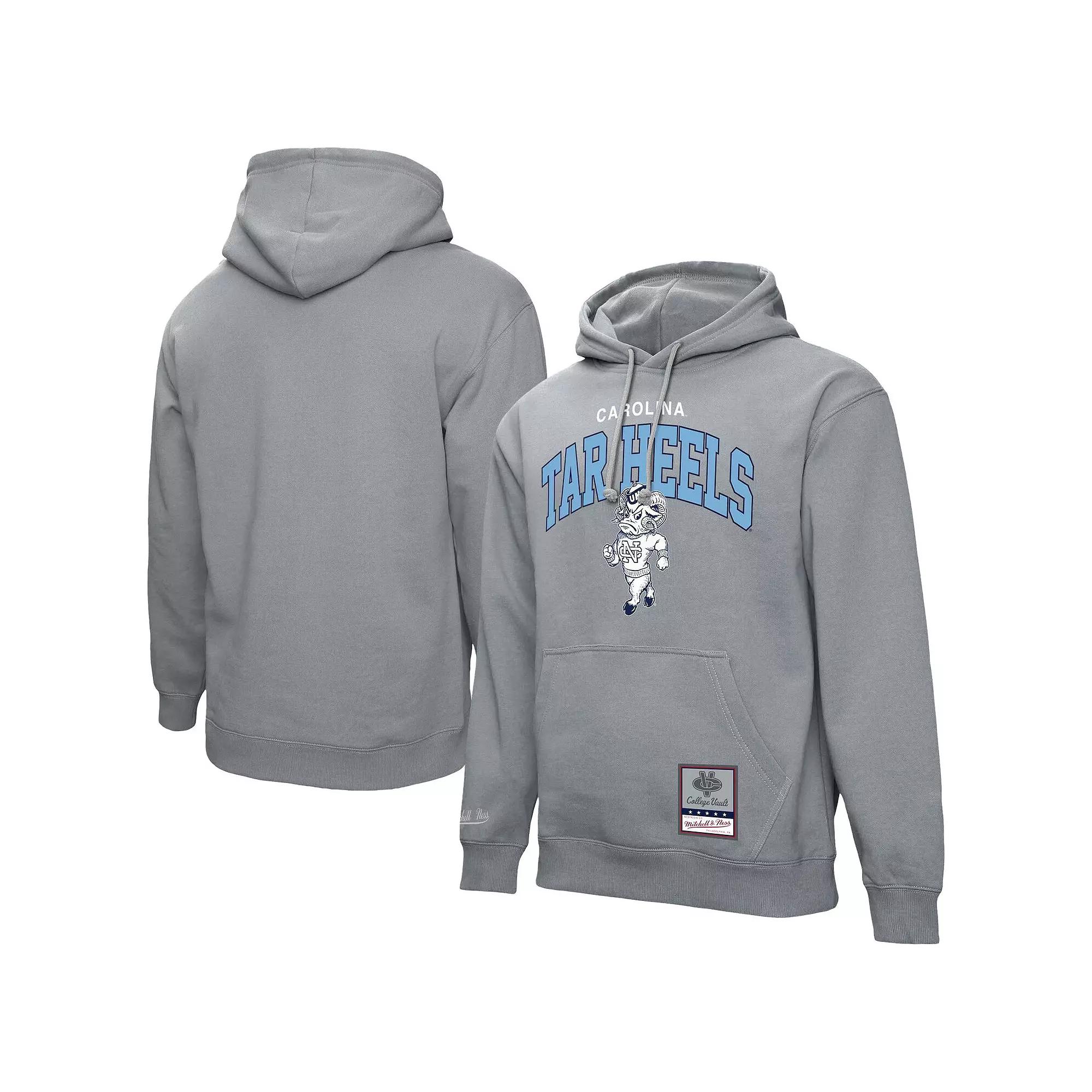 Men's Mitchell & Ness  Heather Gray North Carolina Tar Heels Classic Arch Pullover Hoodie, Size: Large, Grey Product Image