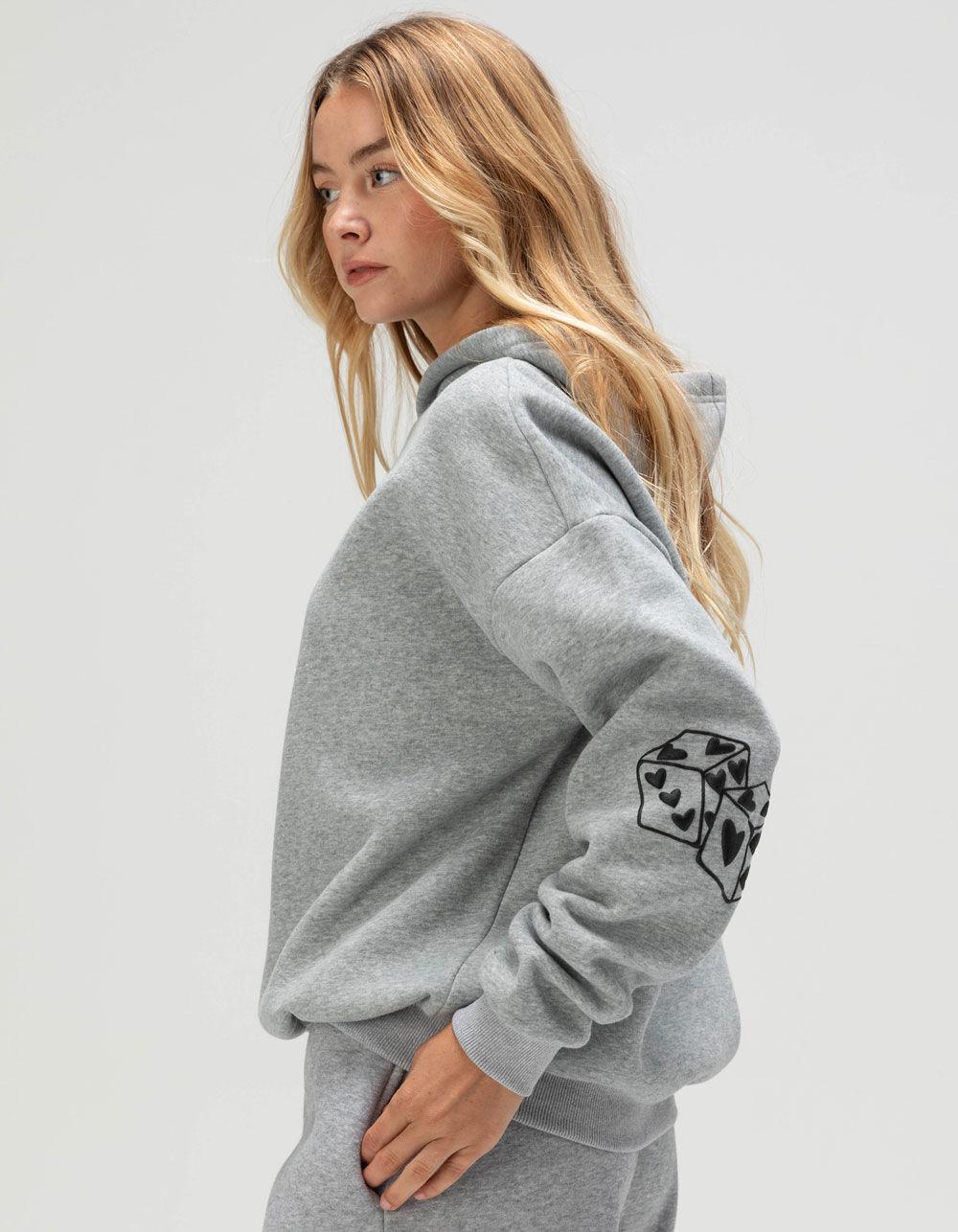 FULL TILT Dice Print Womens Hoodie - HEATHER GRAY Product Image