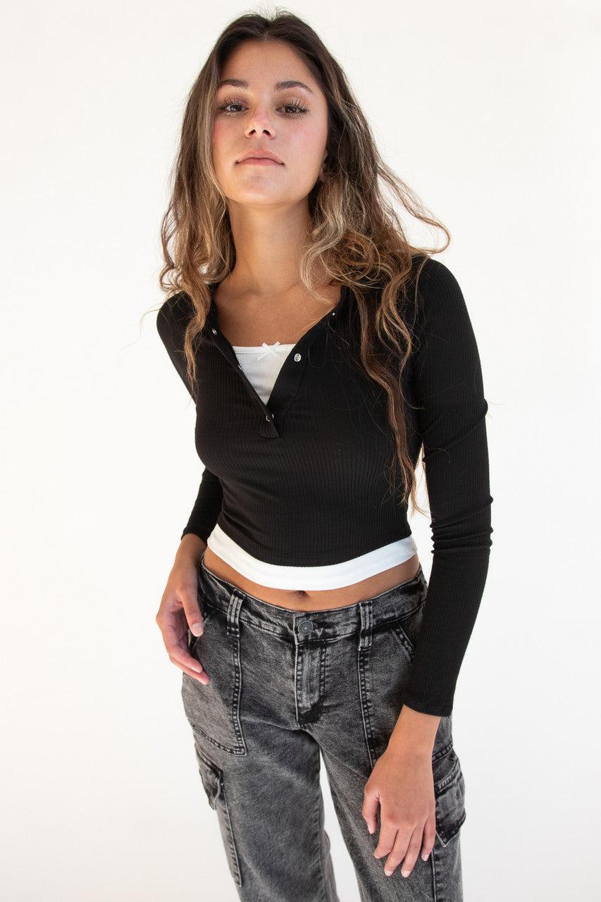 Layered Look Long Sleeve Top Product Image