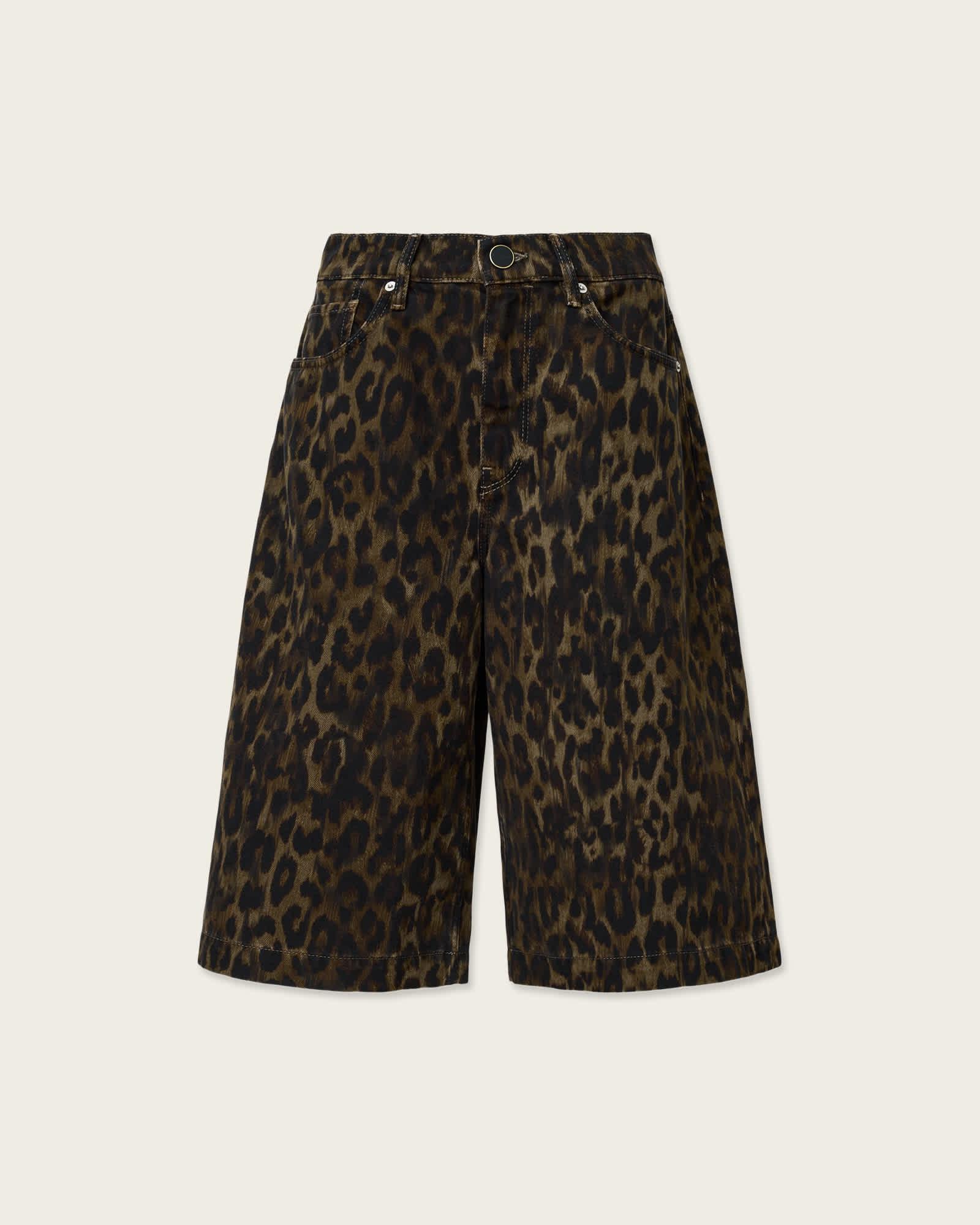 Louie Leopard Print Long Shorts LEPPO BROWN | ALLSAINTS US Product Image