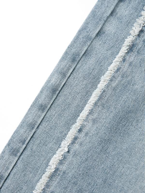 Men's Faded Patchwork Distressed Loose Jeans Product Image