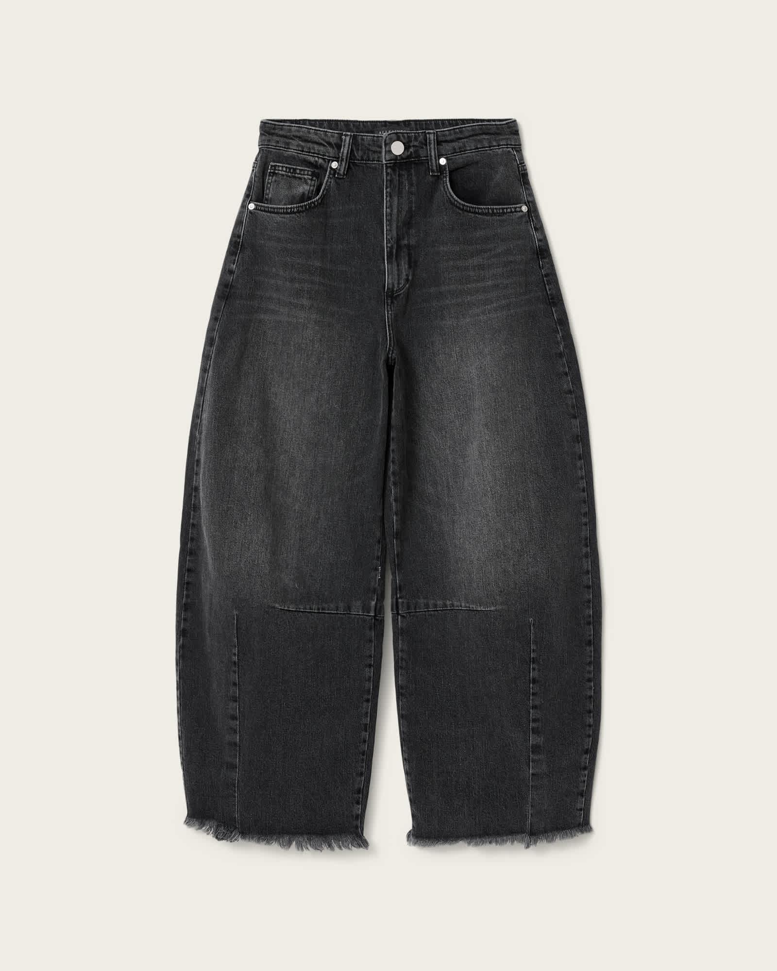 Payton Barrel Leg Denim Jeans Washed Black | ALLSAINTS US Product Image