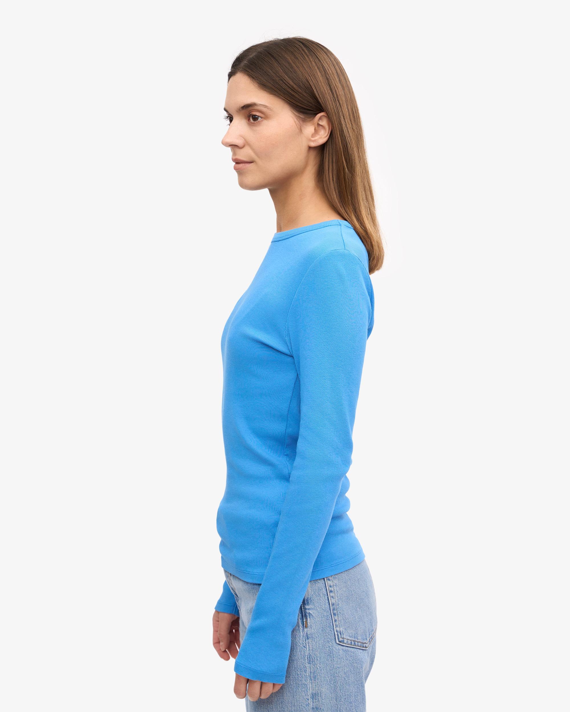 Women Organic Rib LS T-Shirt - Pacific Blue Product Image