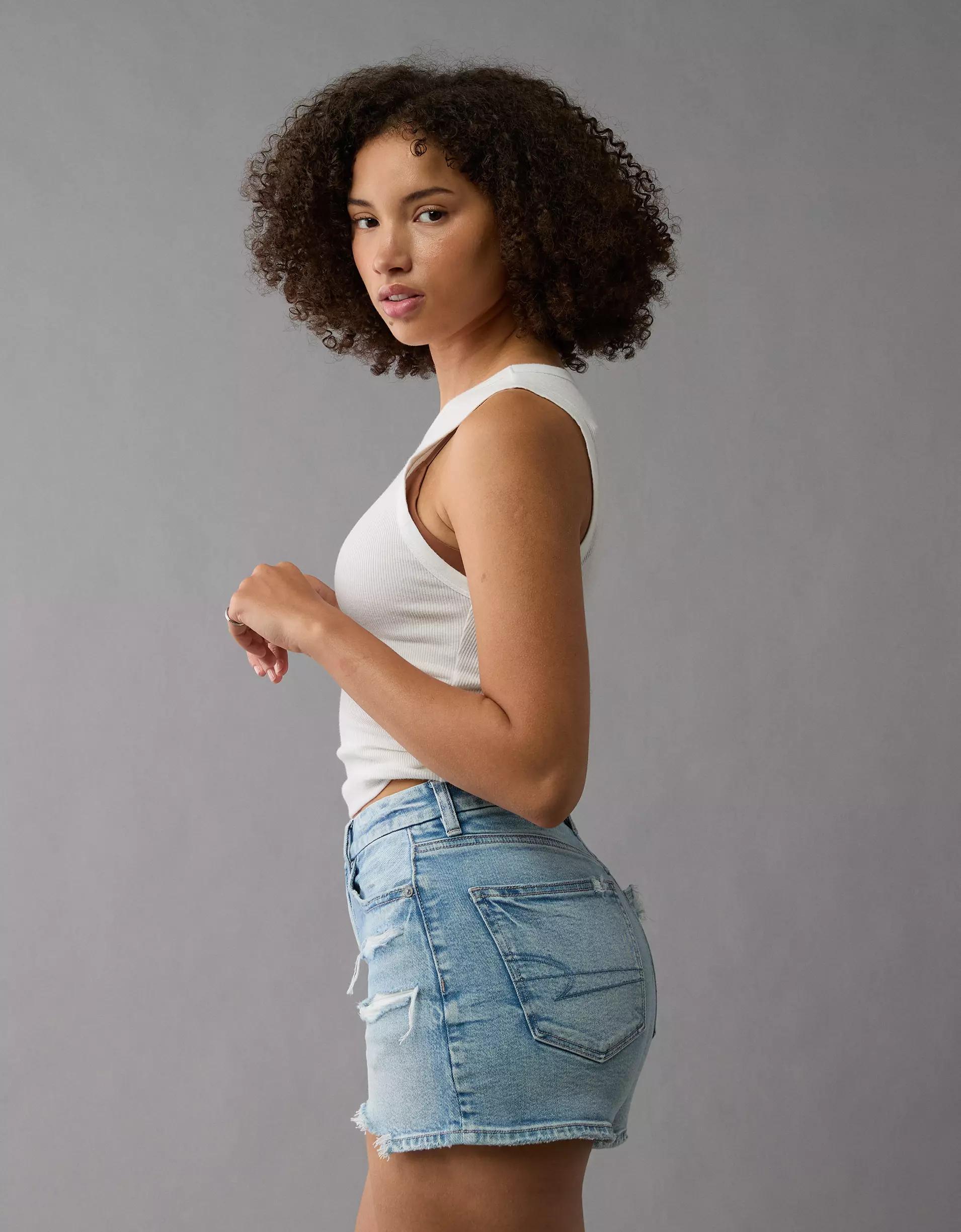 AE Strigid Curvy Ripped Denim Mom Short Product Image
