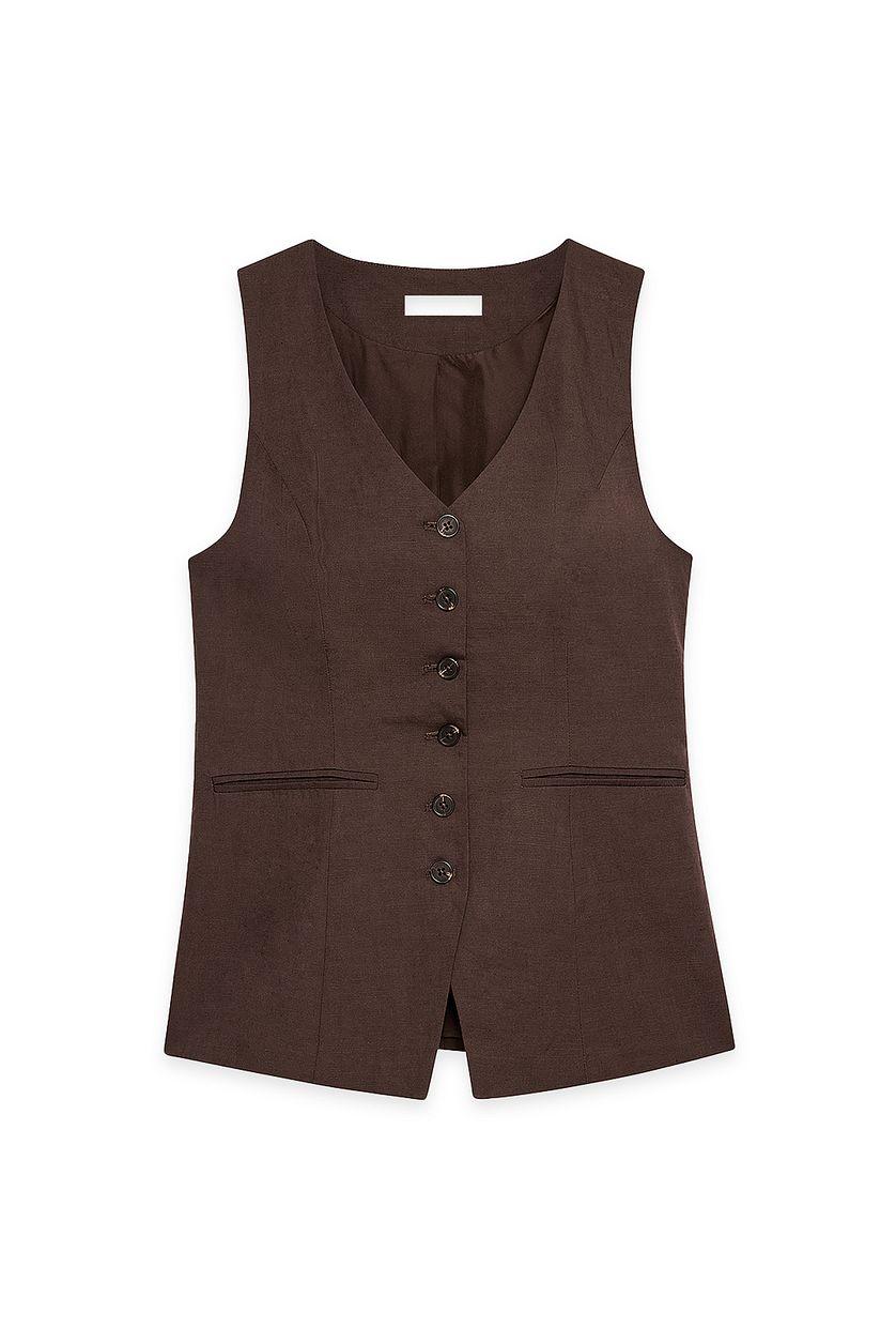 Linen Blend V Neck Vest Product Image