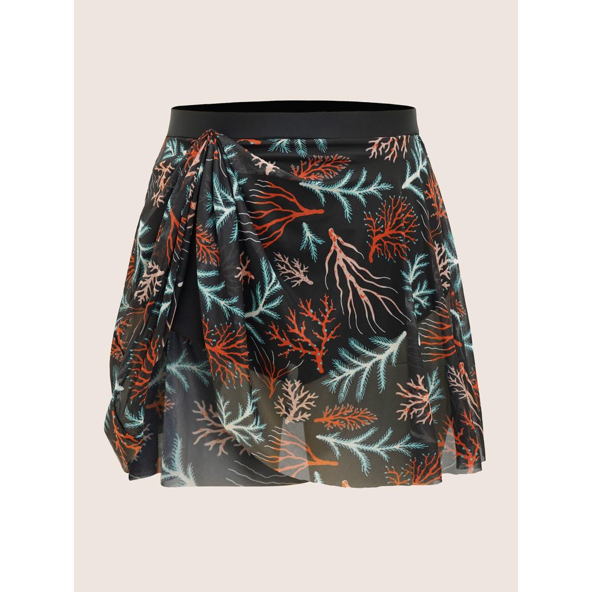 Plus Size Marine Elements See Through Elastic Waist Swim Bottom Women's Swimwear Black Beach See through High stretch Skinny High Rise Curve Swim Bottoms BloomChic 26/4X Product Image