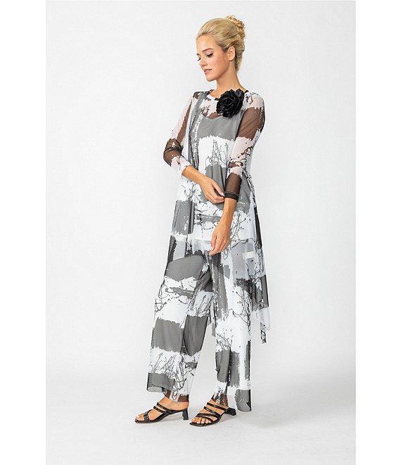 IC Collection Printed Mesh Elastic Waist Wide Leg Pull-On Coordinating Pants Product Image