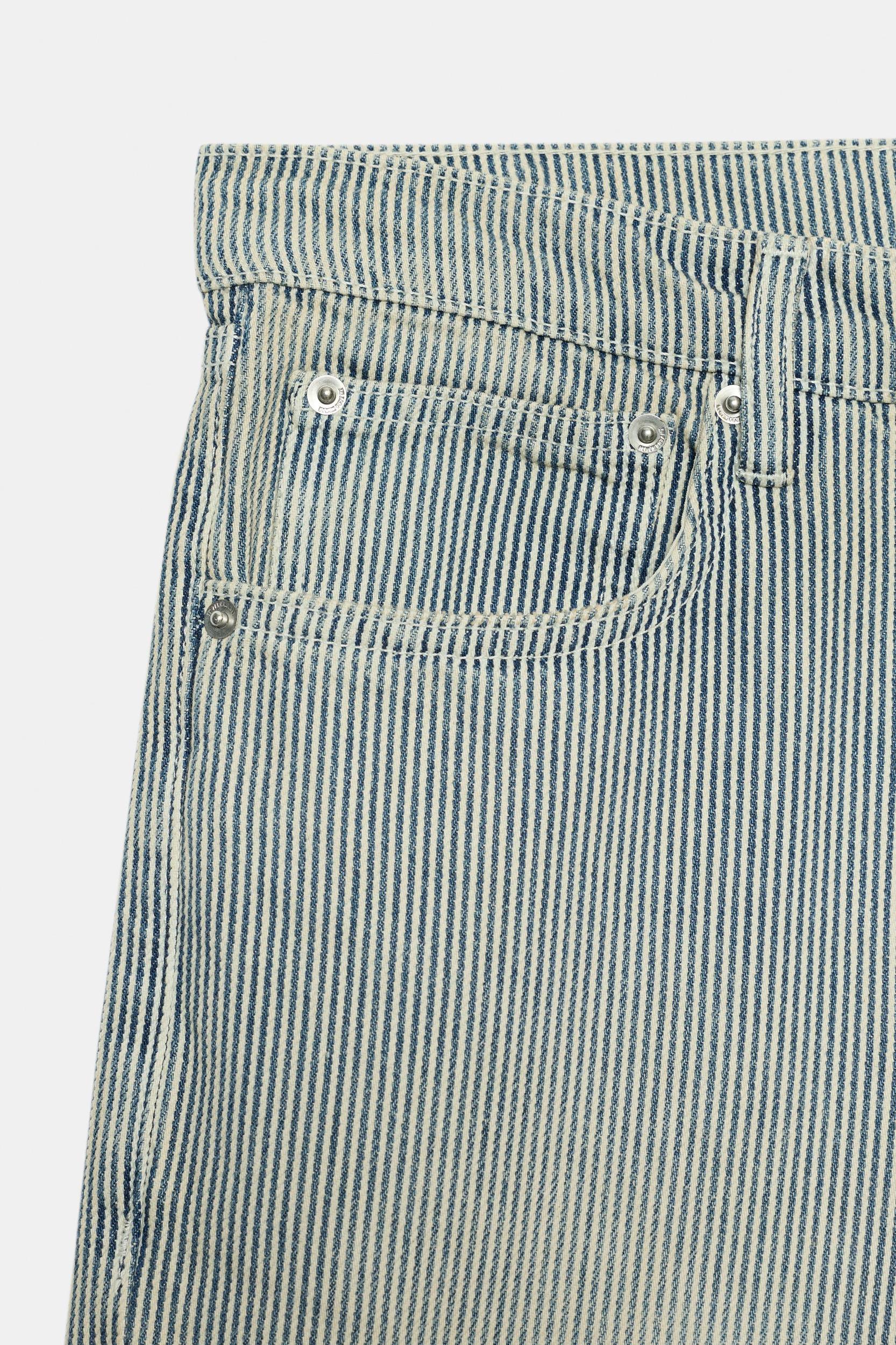 ZW COLLECTION LOW-RISE STRIPED STRAIGHT LEG JEANS Product Image