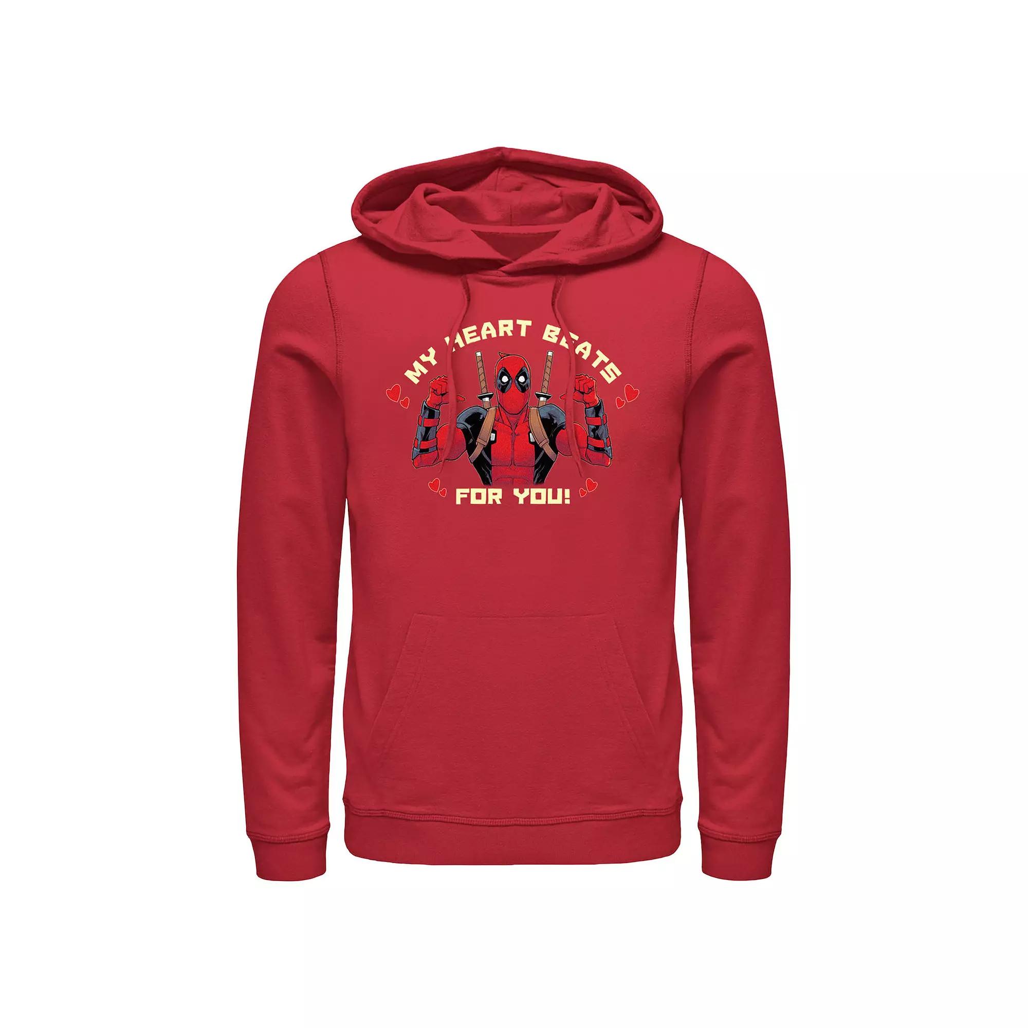 Marvel's Deadpool My Heart Beats For You Men's Graphic Hoodie, Size: Medium, Red Product Image