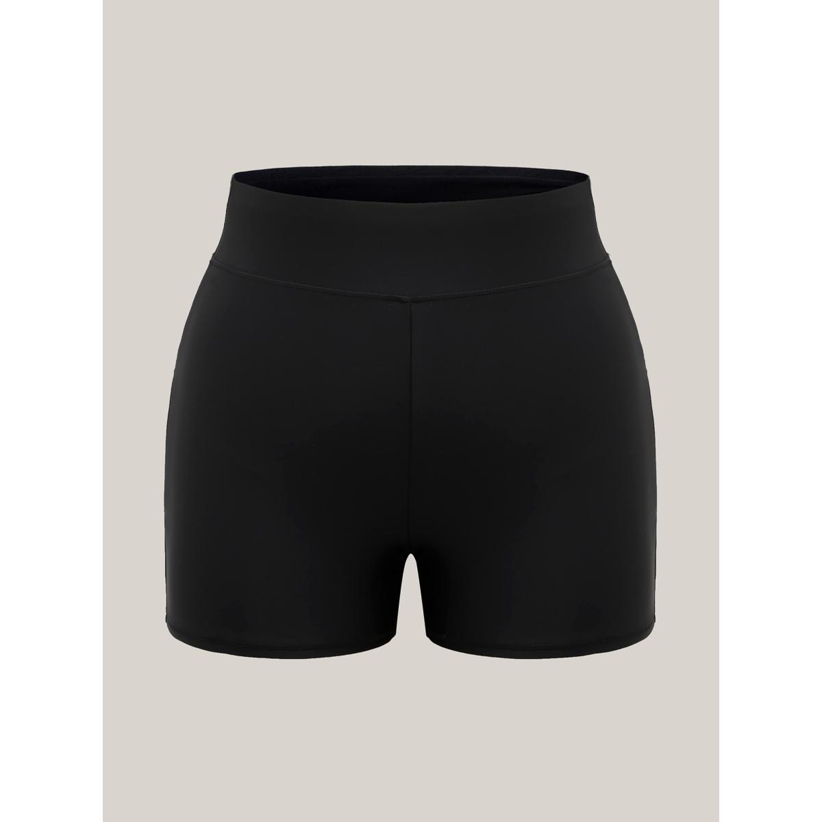 Plus Size Sculpting Pockets Solid Swim Bottoms Women's Swimwear Black Beach Patchwork High stretch Skinny High Rise Side seam pocket Curve Swim Bottoms BloomChic 22-24/3X Product Image