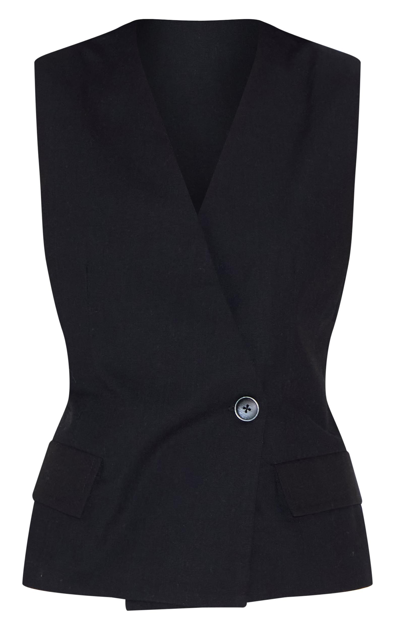 Black  Boxy Asymmetric Vest Product Image