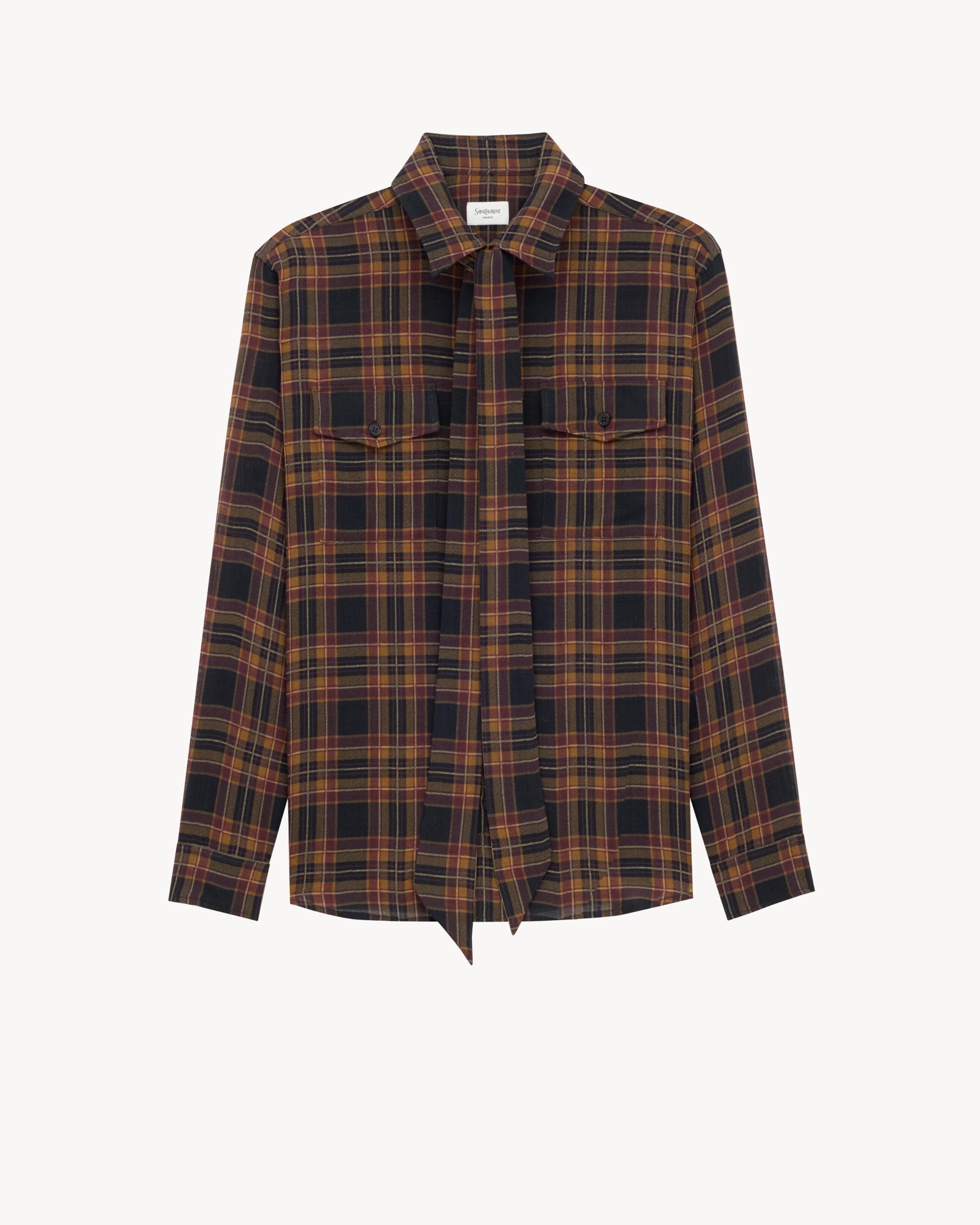 CASSANDRE lavallière shirt in wool tartan Product Image