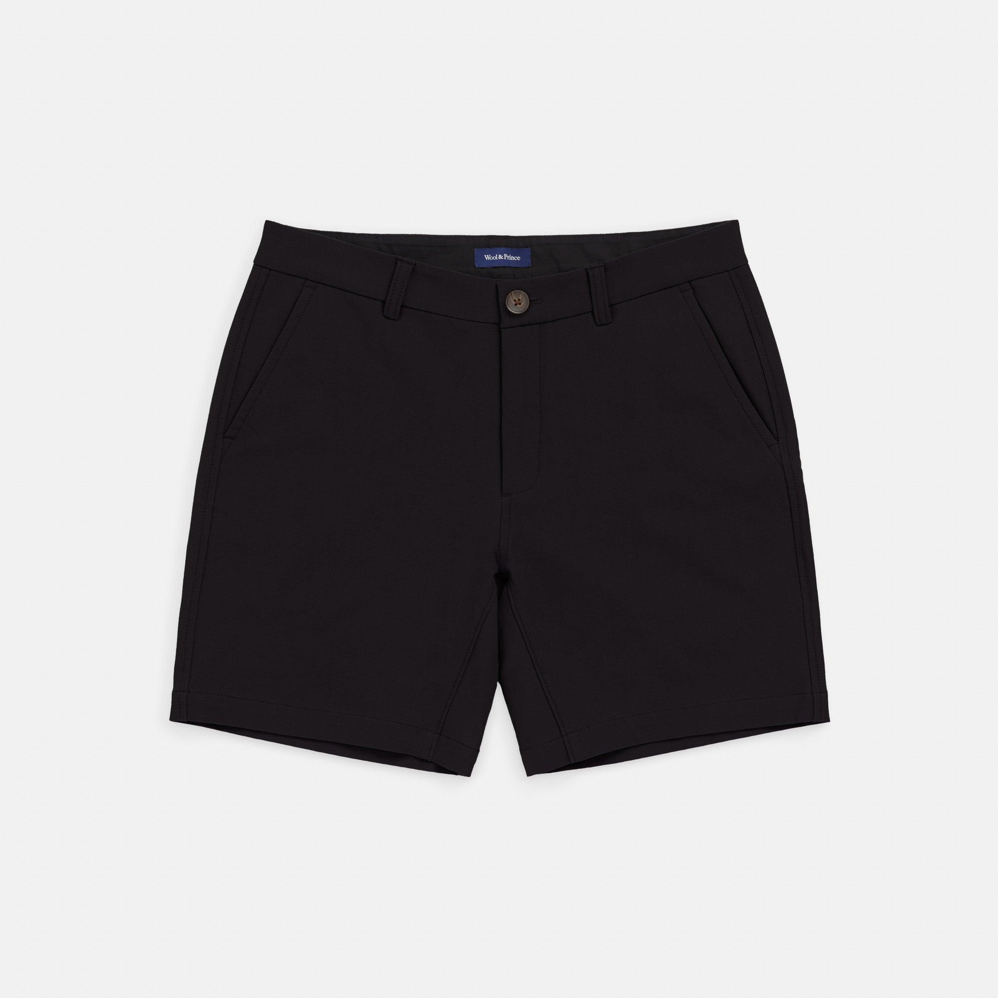 Merino Wool Stretch Canvas Shorts | Black Product Image