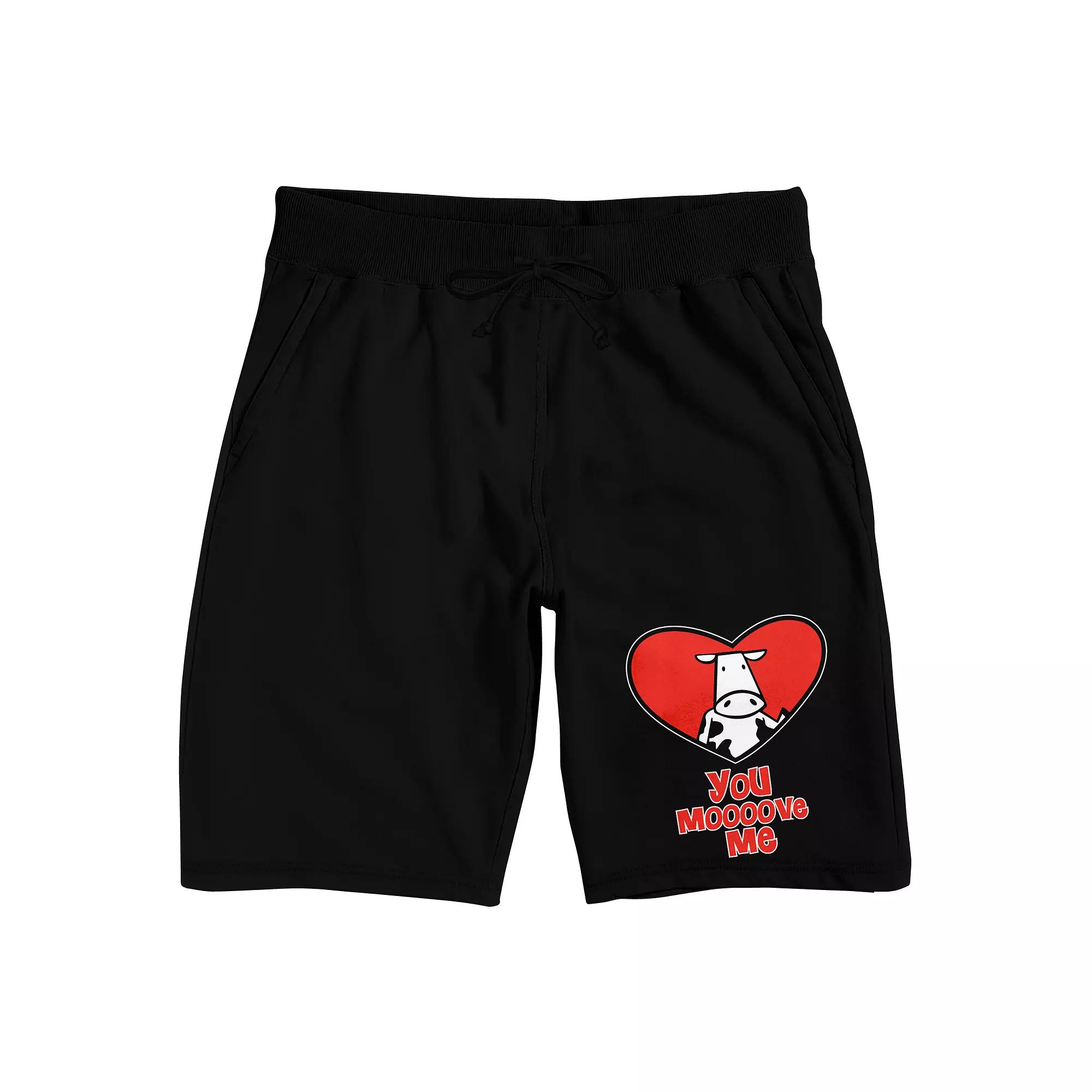 Men's Valentines Cow Heart Pajama Shorts,  Product Image
