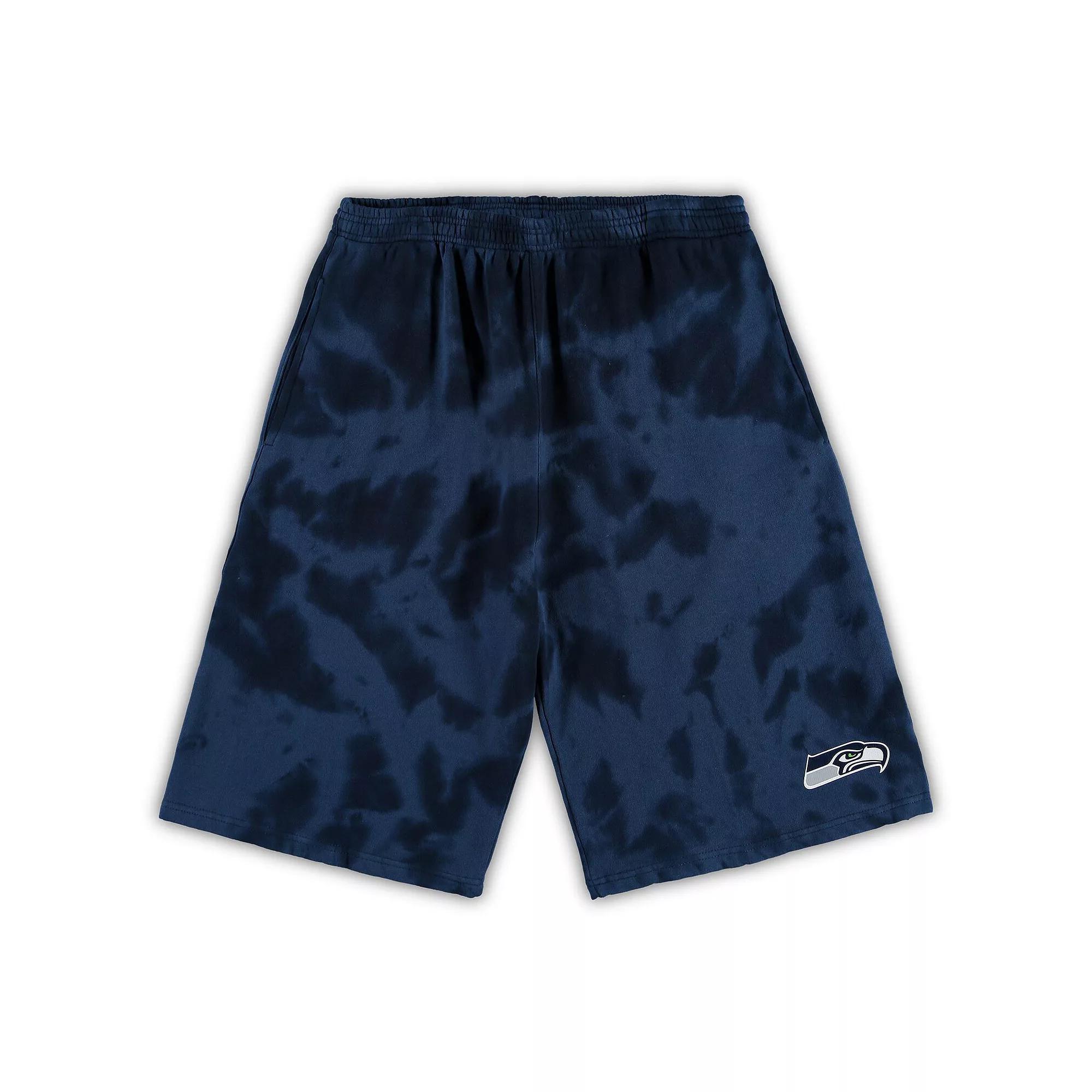 Men's College Navy Seattle Seahawks Big & Tall Tie-Dye Shorts, Size: 3XB, Blue Product Image