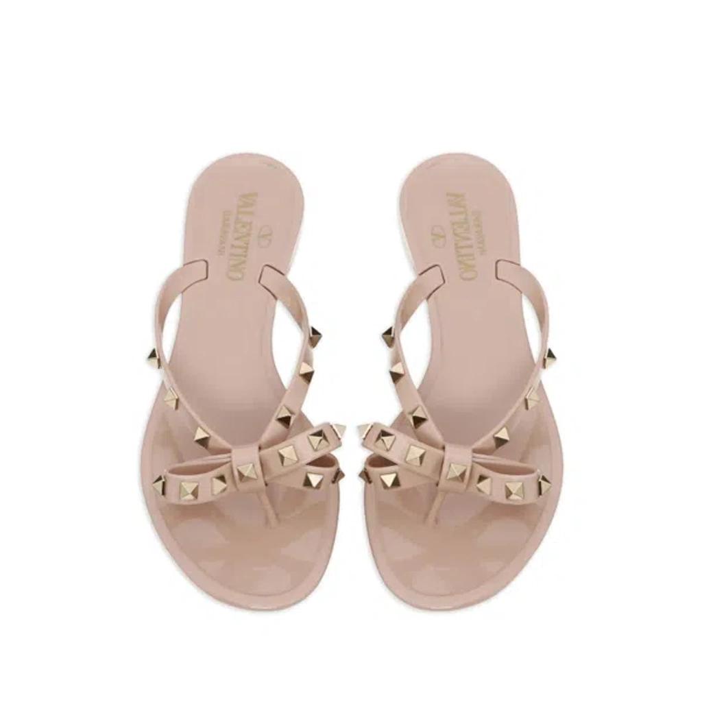 VALENTINO GARAVANI Women Rockstud Rubber Flip Flops In Beige Product Image