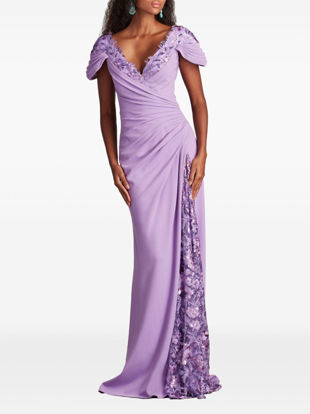 Sunas flower-embellished draped gown Product Image