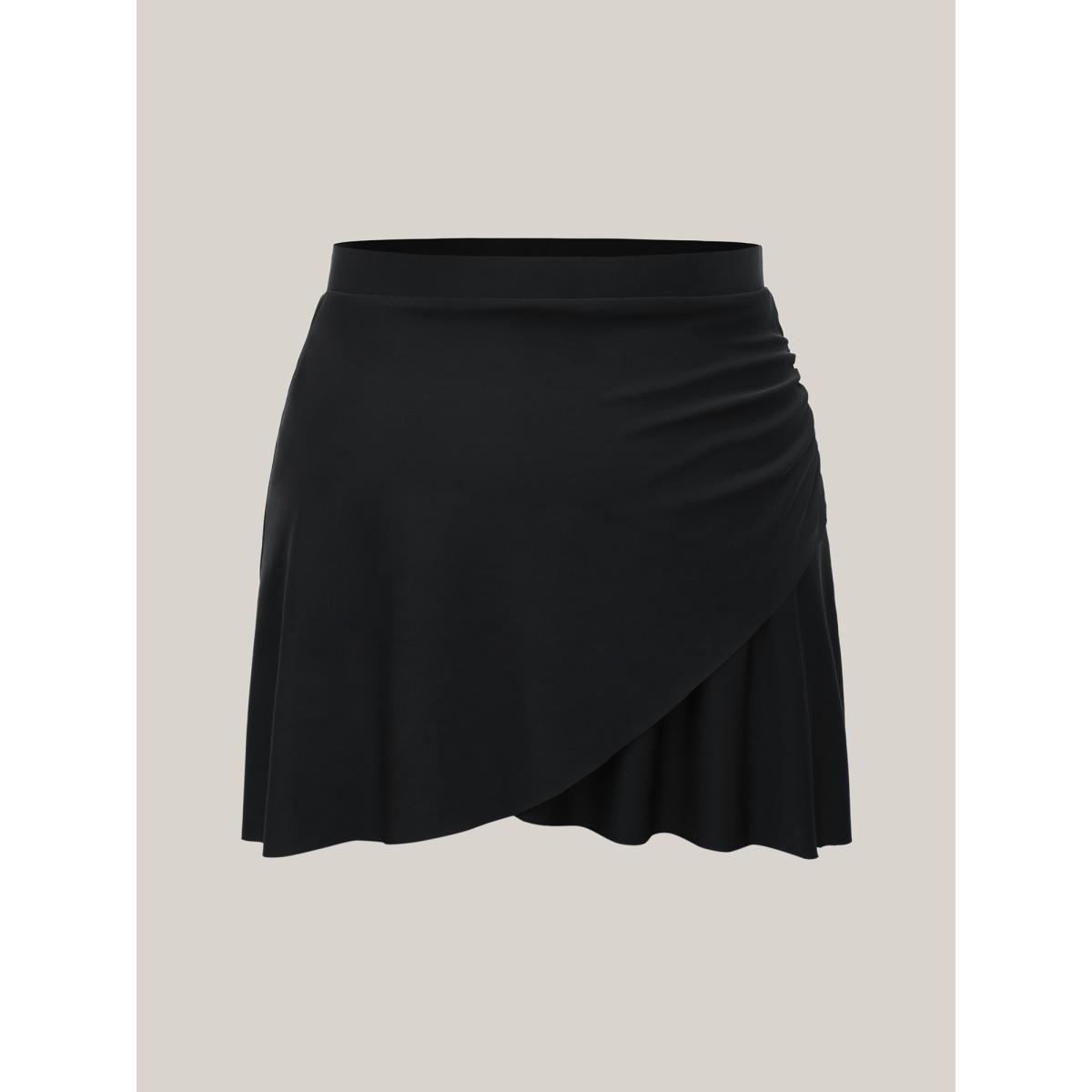 Plus Size Wrap Ruched High-Waisted Swim Bottoms Women's Swimwear Black Resort Gathered High stretch Bodycon High Rise Curve Swim Bottoms BloomChic 12/L Product Image