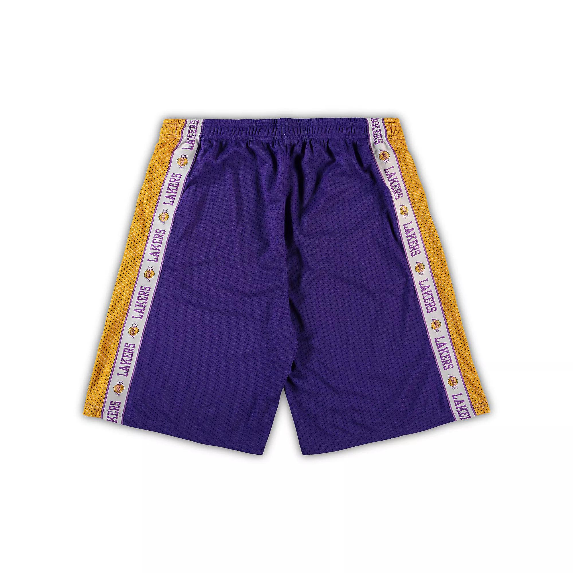 Men's Fanatics Branded Purple/Gold Los Angeles Lakers Big & Tall Tape Mesh Shorts,  Product Image