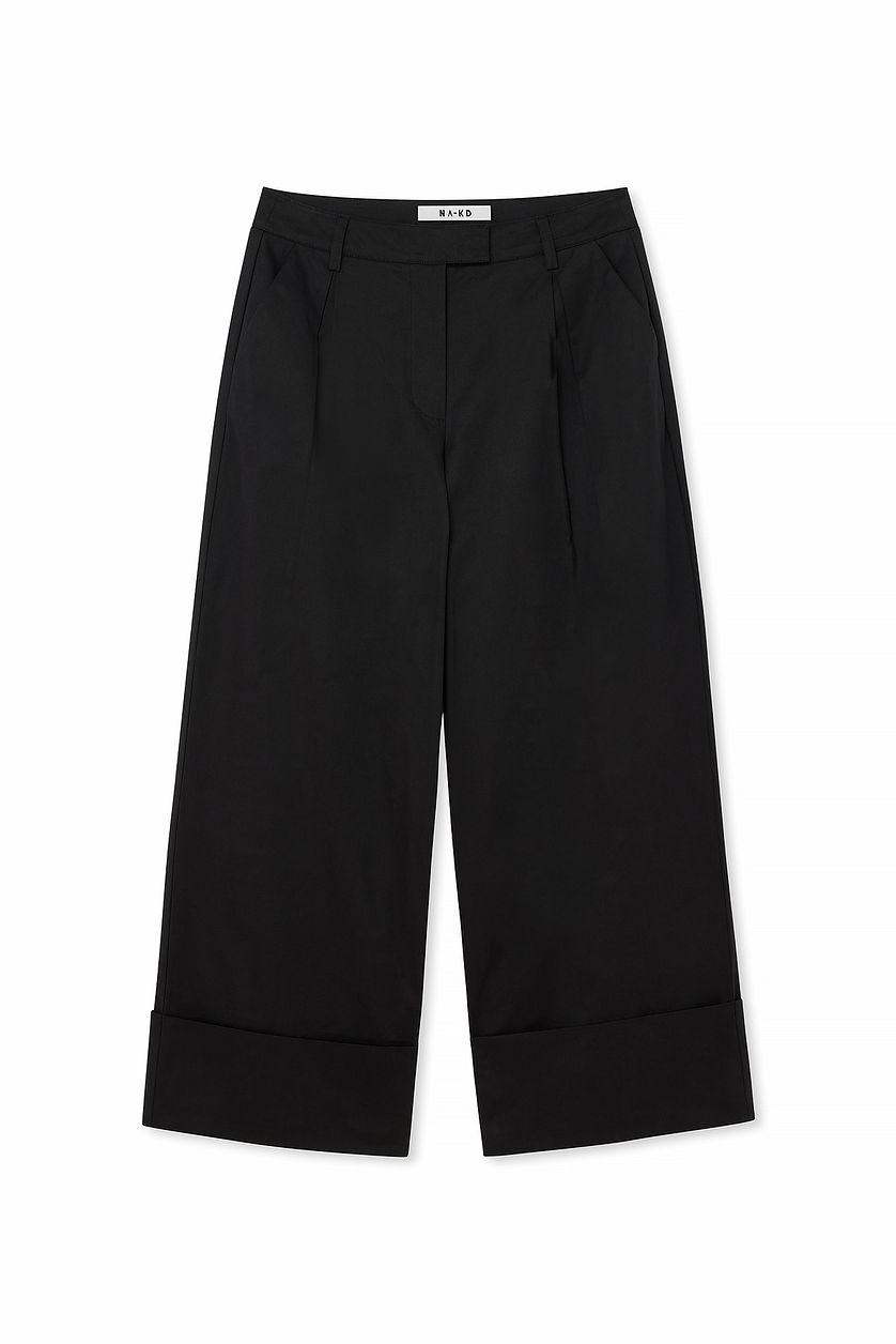 Fold Up Detail Mid Waist Pants Product Image