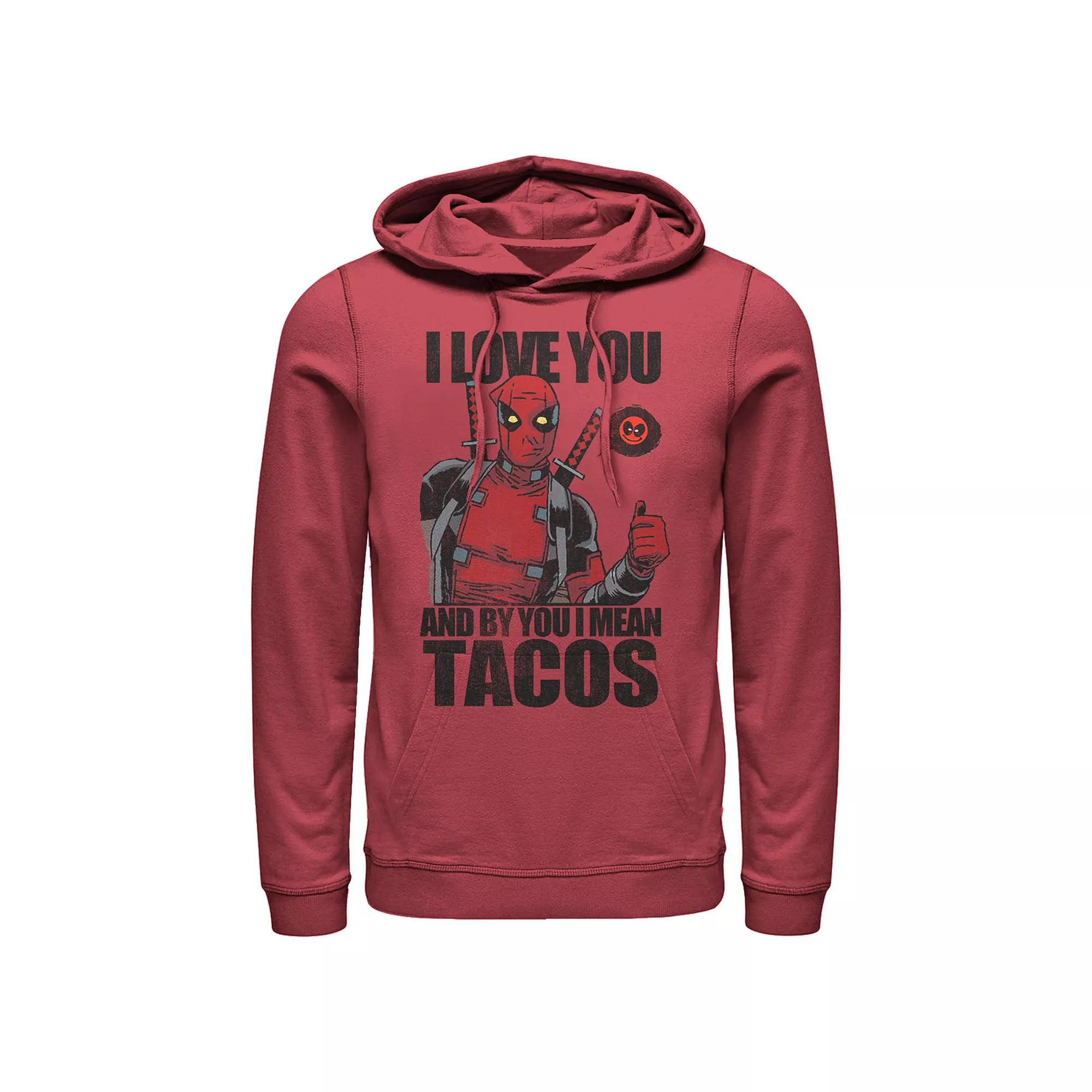 Marvel's Deadpool I Love You And By You I Mean Tacos Men's Graphic Hoodie, Size: XL, Red Product Image