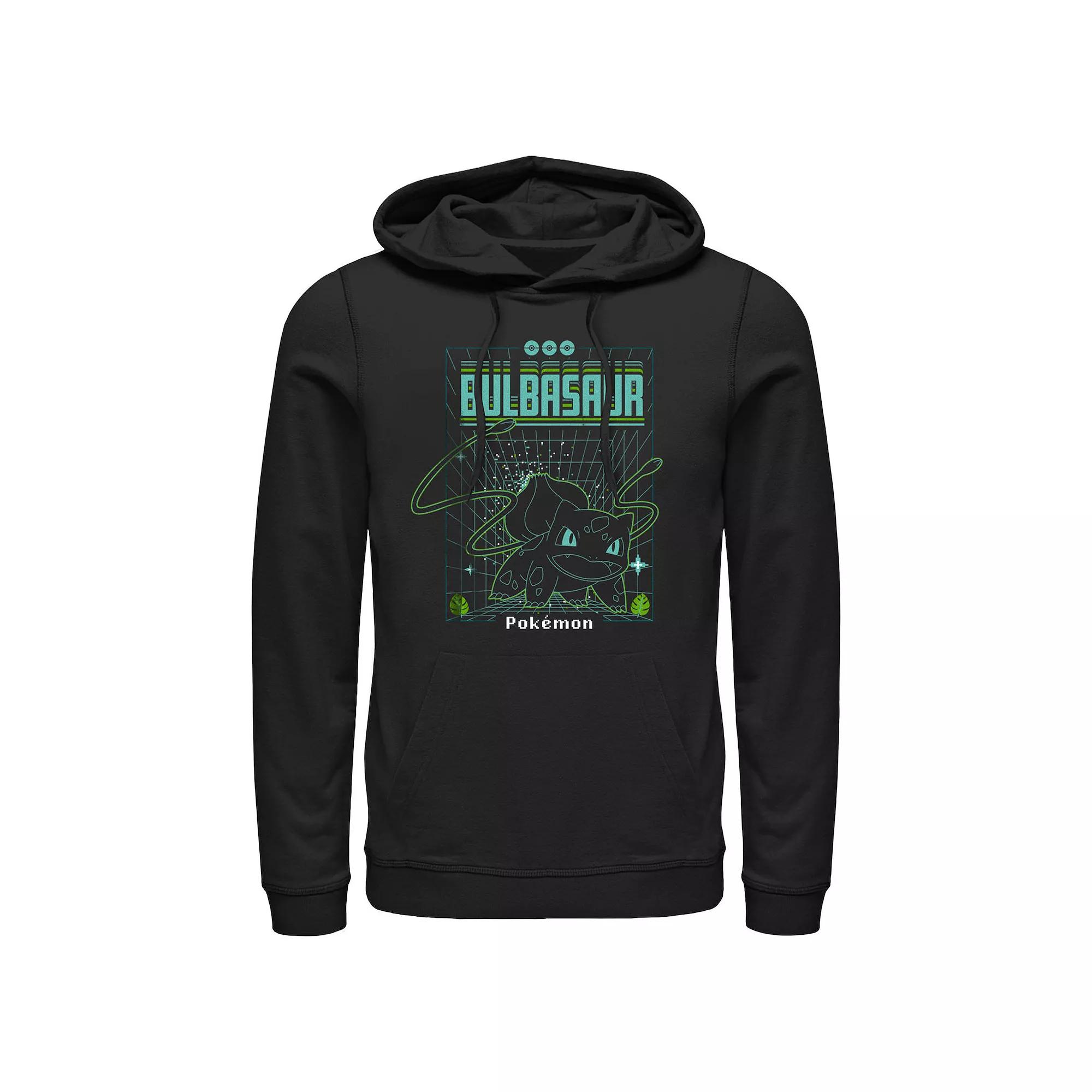 Mens Pokemon Bulbasaur Grid Background Graphic Hoodie Product Image