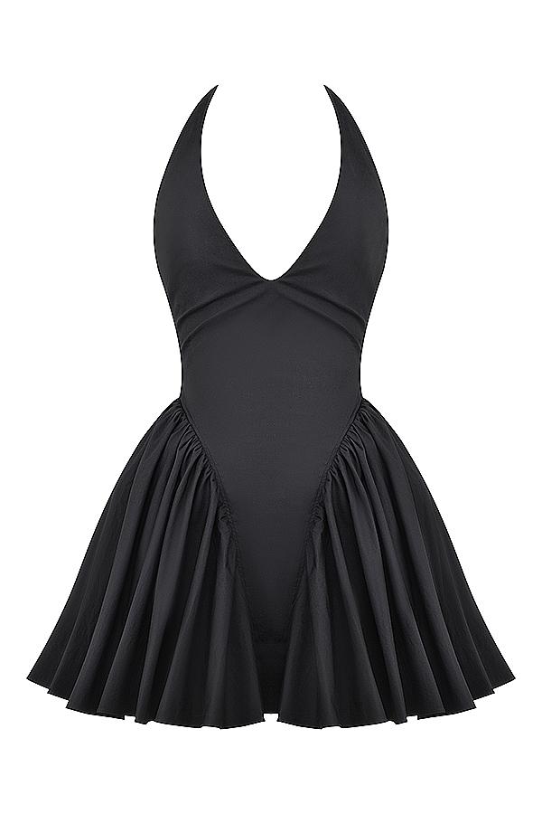 Valentia  black halter mini dress Product Image