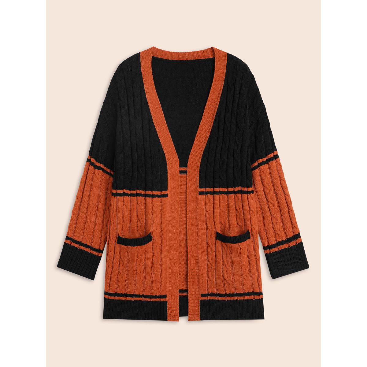Plus Size Jack-o-Lantern Motif Cable Knit Cardigan Black Women Casual Loose Long Sleeve Everyday Cardigans BloomChic 10/M Product Image