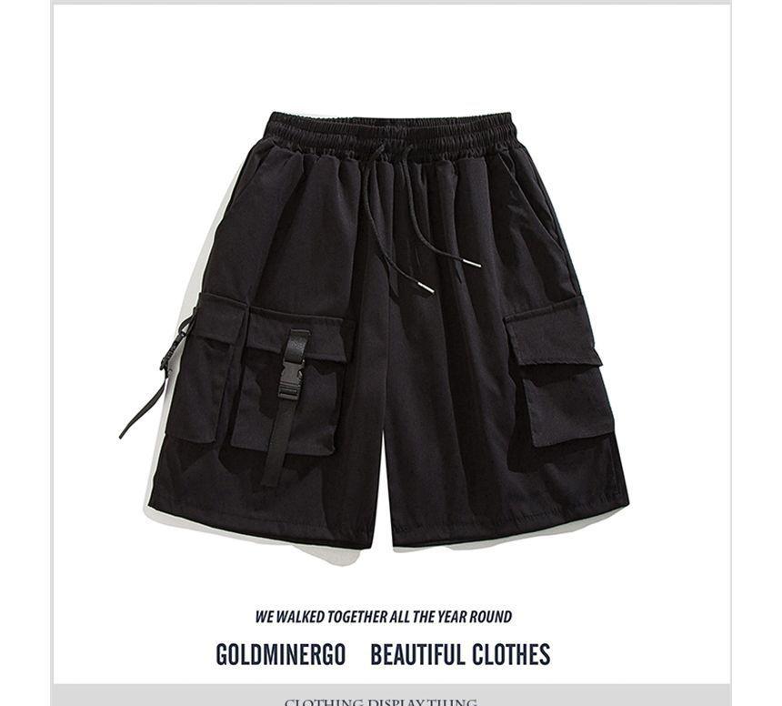 Drawstring-Waist Loose Fit Cargo Shorts Product Image