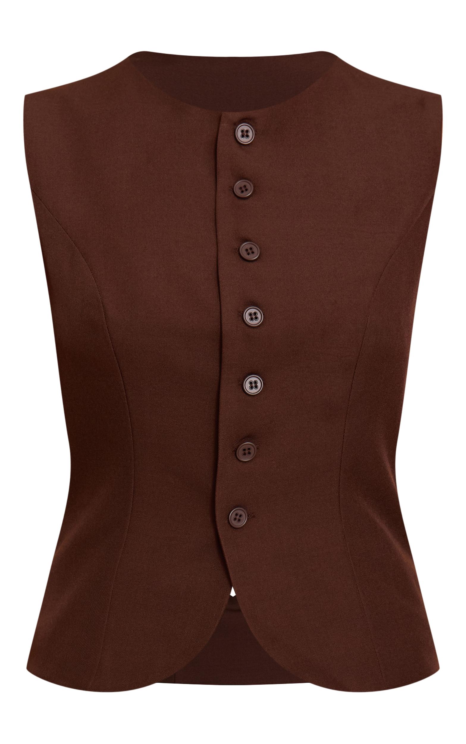 Chocolate Tailored Woven Vest Product Image