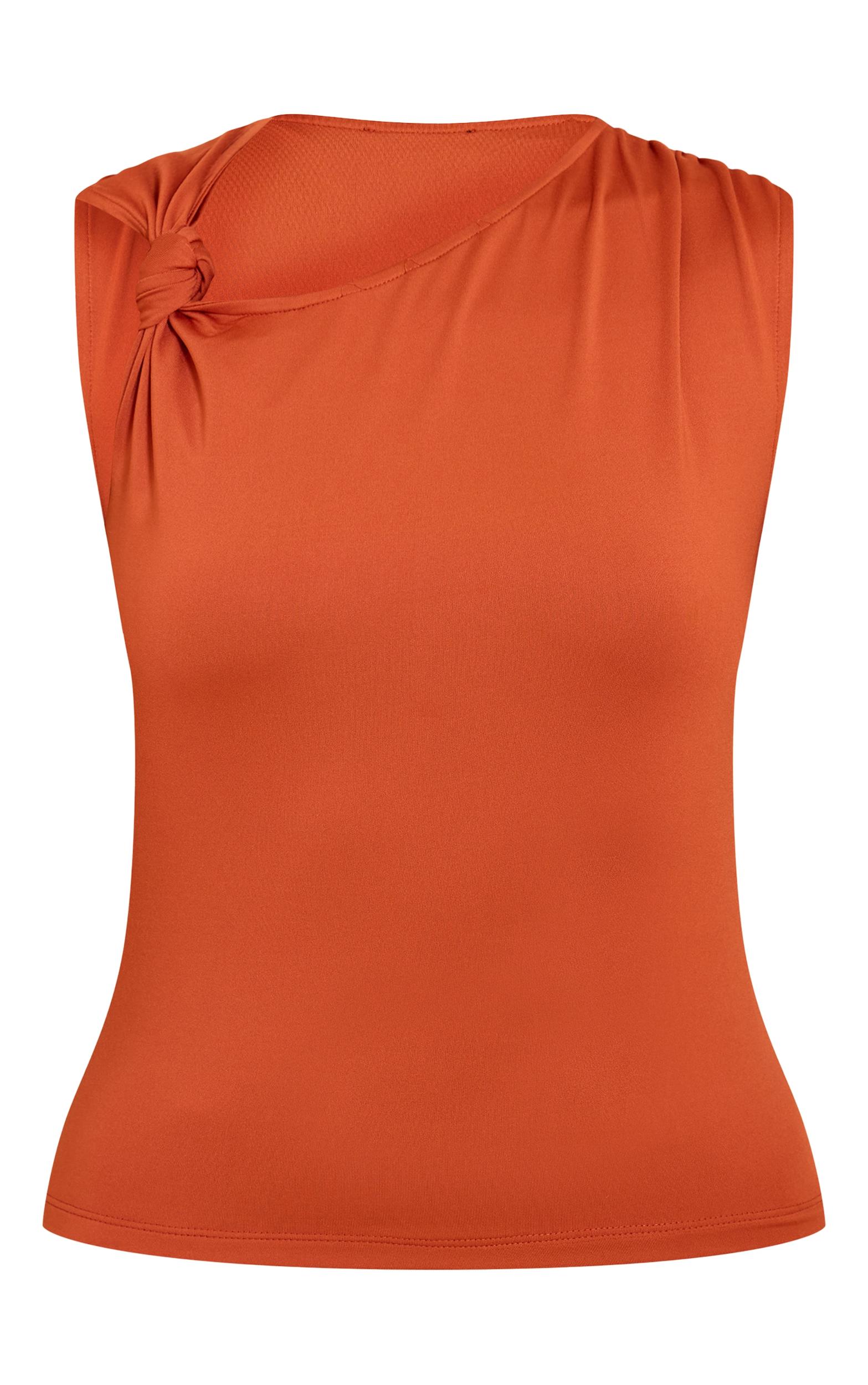 Rust Slinky Knot Strap Detail Long Top Product Image