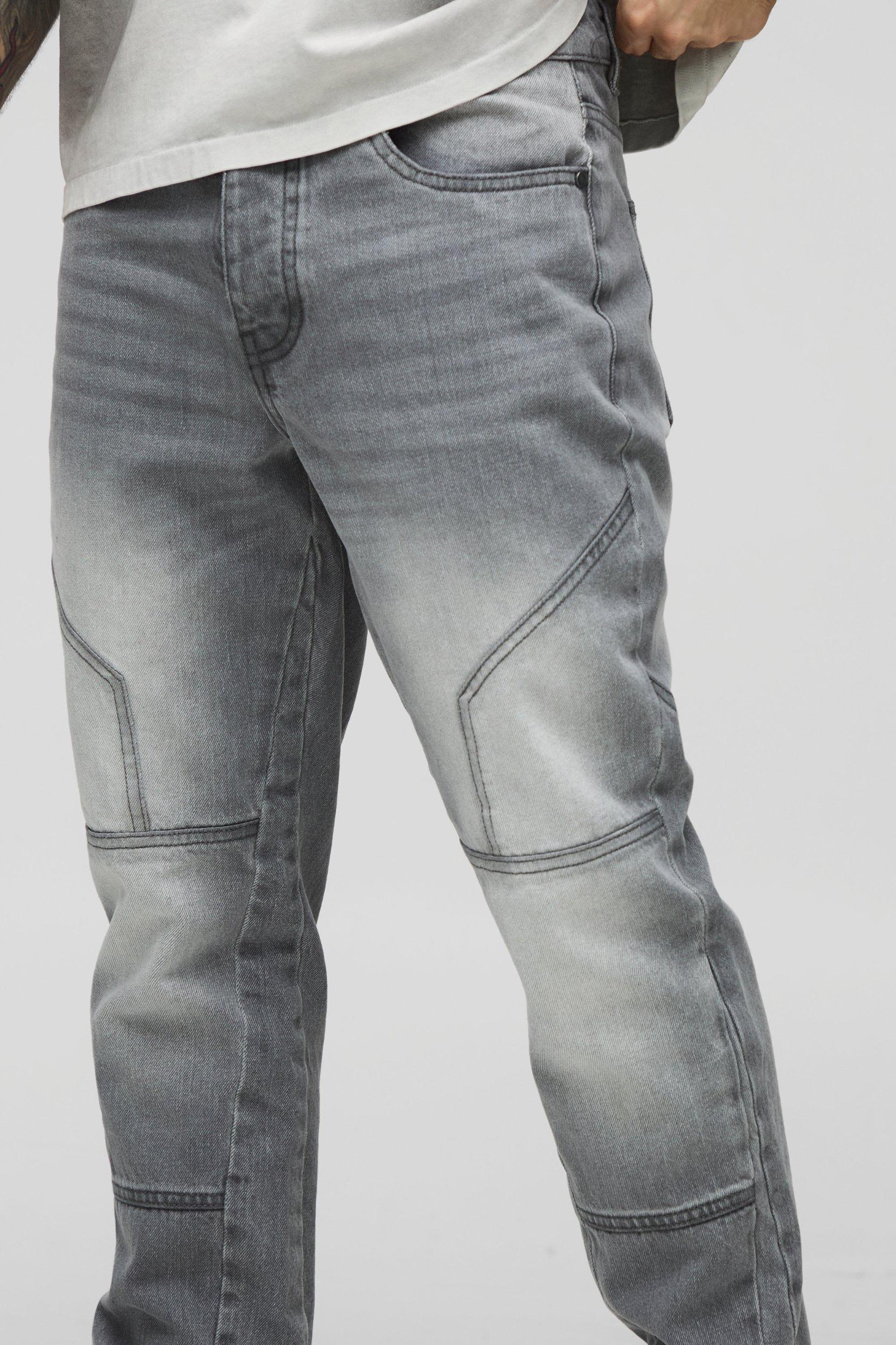Slim Moto Panelled Gusset Let Down Hem Jeans | boohooMAN USA Product Image