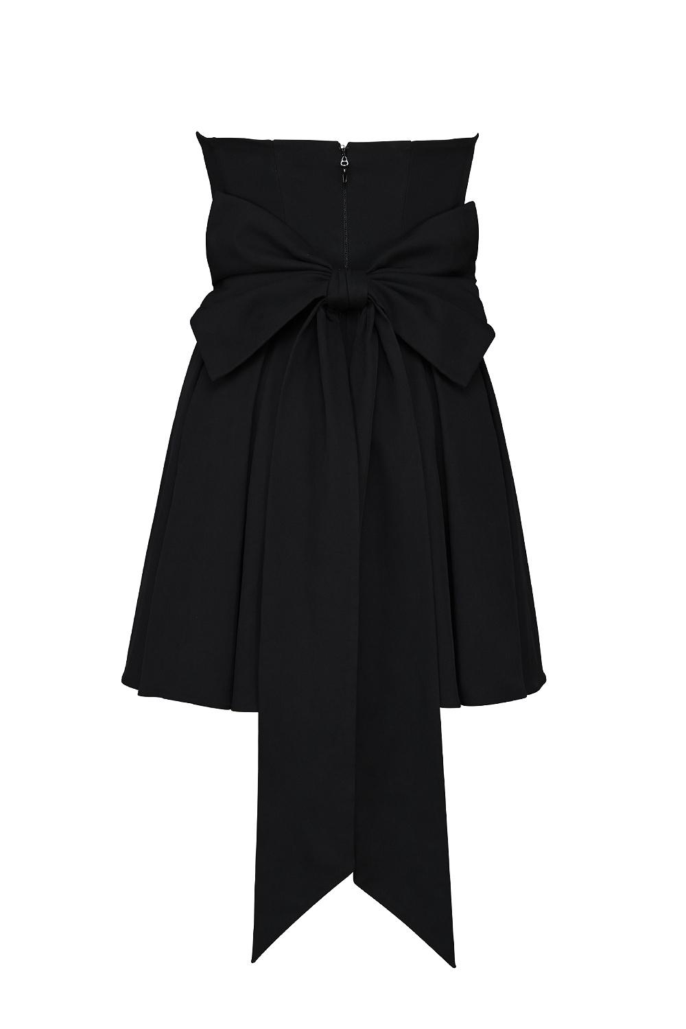 Emmanuela  black strapless detachable bow mini dress Product Image
