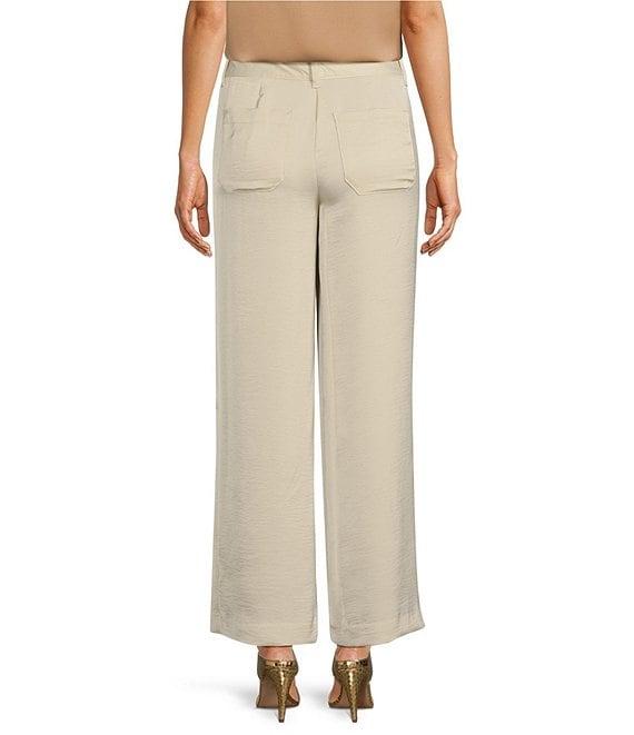 Donna Karan Flat Front Wide Leg Glazed Dressing Cargo Pants Product Image