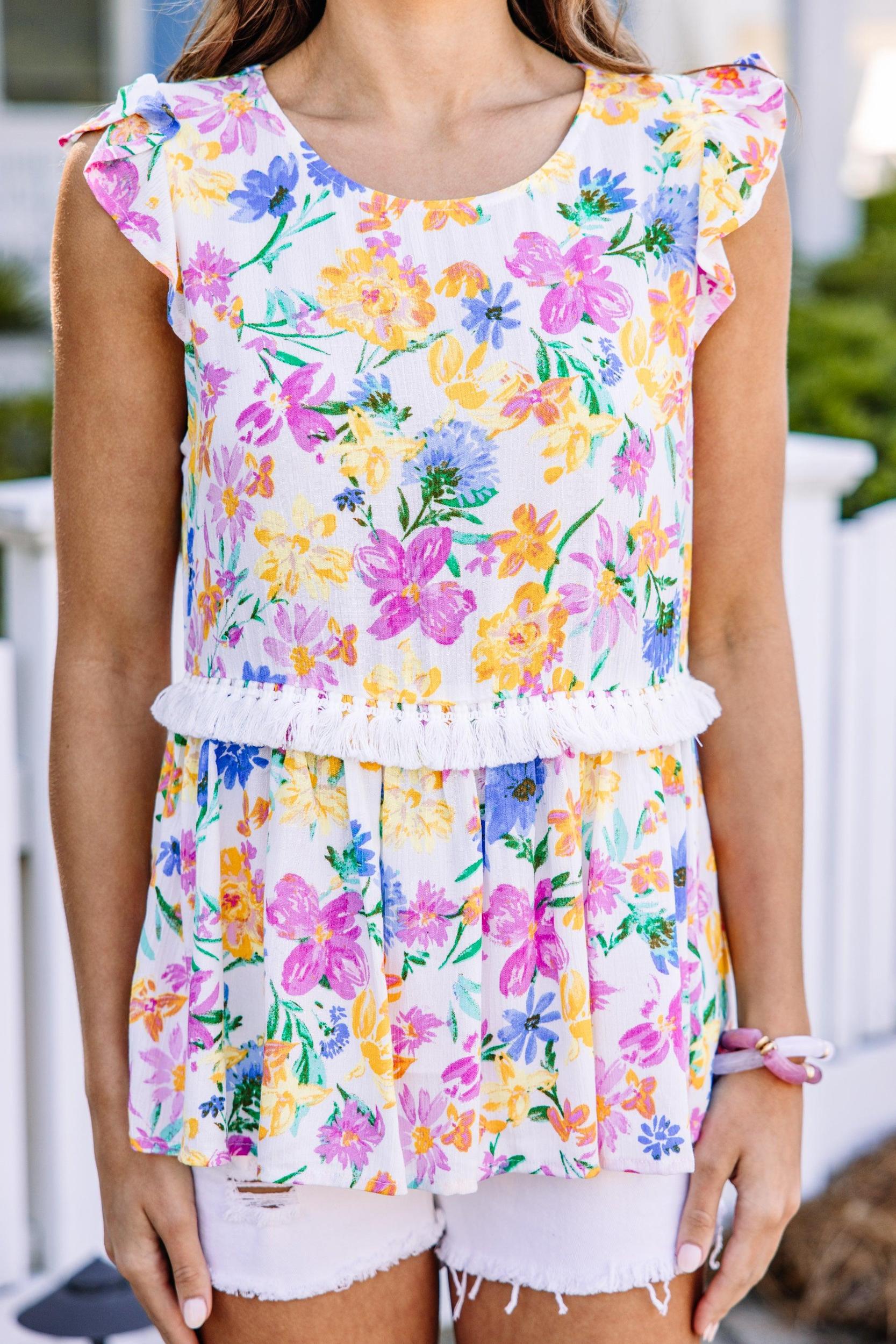 Gain Your Trust Ivory White Floral Blouse Female Product Image