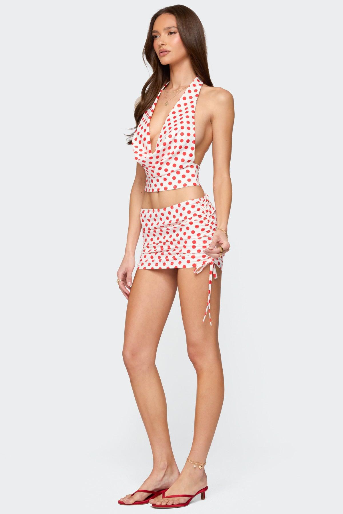 Zoe Polka Dot Drawstring Mini Skirt Product Image