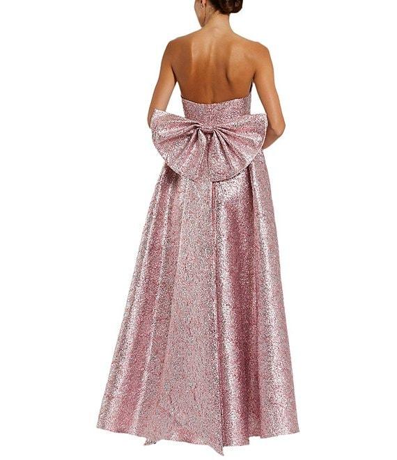 Mac Duggal Metallic Brocade Strapless Sleeveless Back Bow Gown Product Image