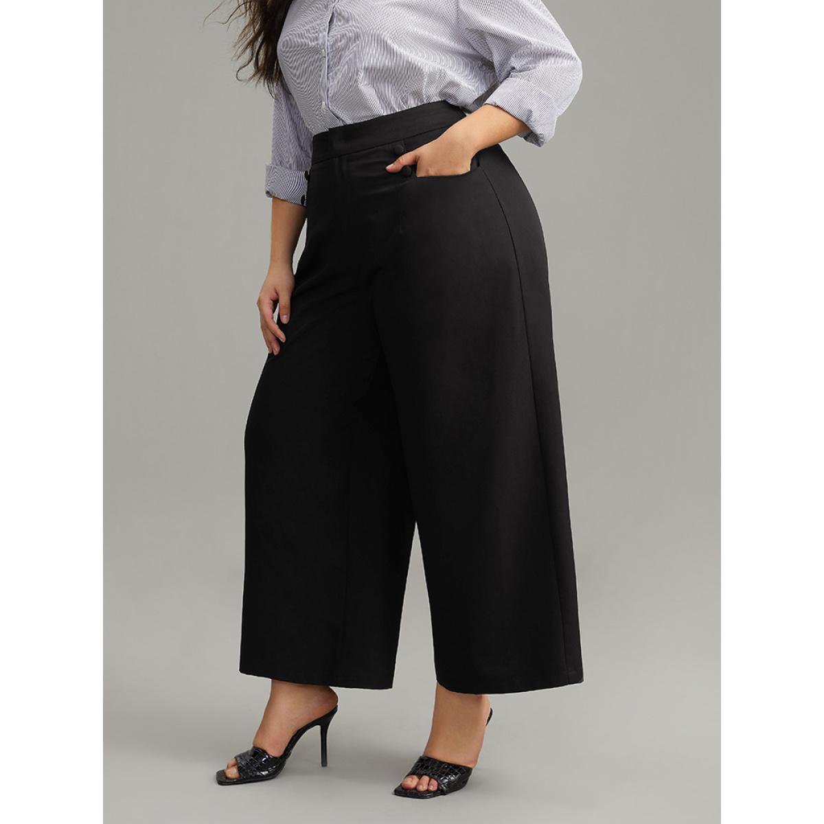 Plus Size Elastic Flocked Stretchy Waist Sheer Pants Women Indigo Timeless Loose Mid Rise Elegant Pants BloomChic 10/M Product Image