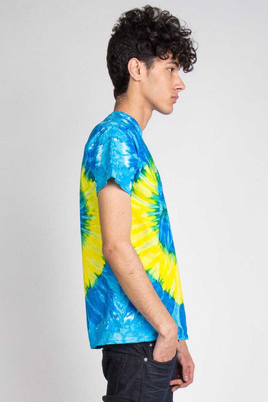 Yellow & Blue Swirl Tie Dye Shirt Product Image