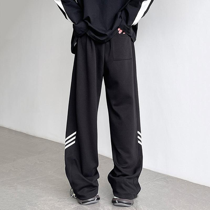 Sopula Trendy Street Hiphop Three-Stripe Wide-Leg Sweat Pants Product Image
