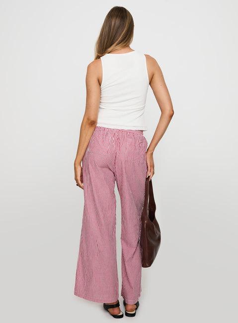 Holiday Tie Front Pants Red/White Stripe Product Image