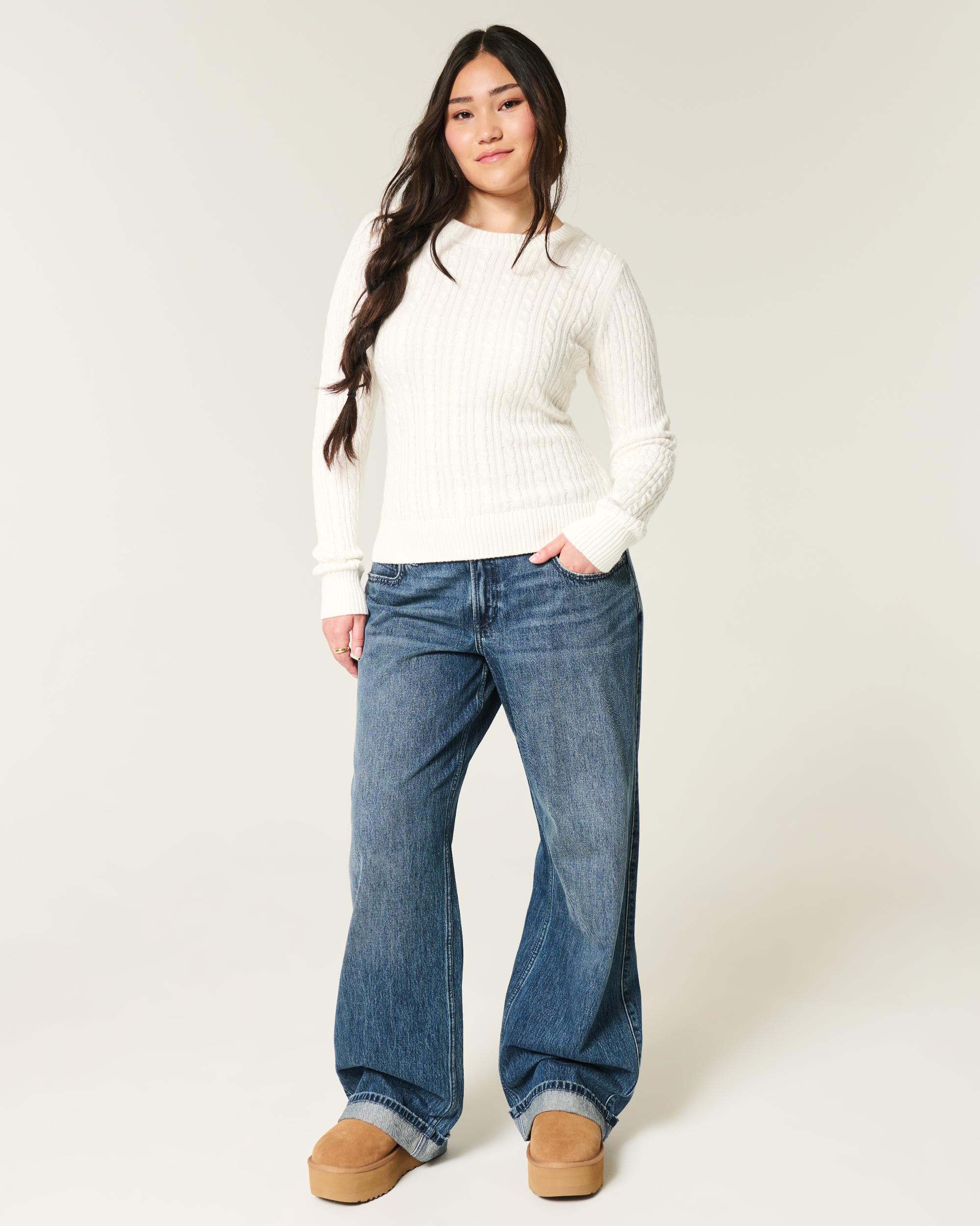 Cable-Knit Crew Sweater Product Image